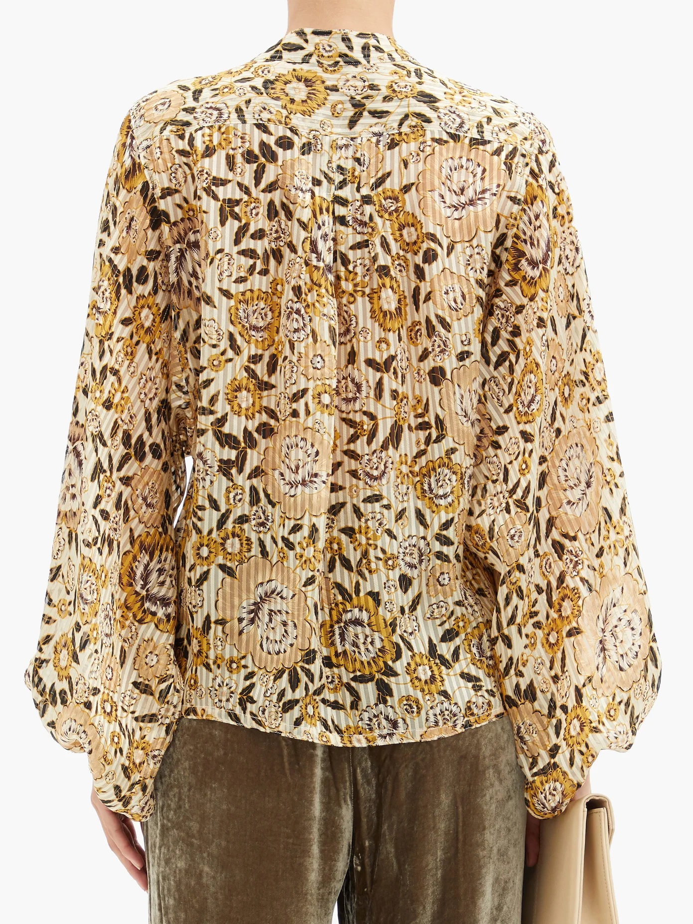 Burmese floral-print plissé silk-blend blouse - 5