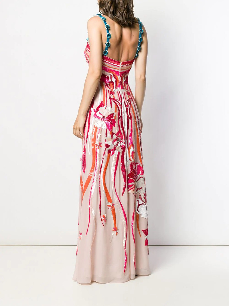 sequined floral appliqué dress 4