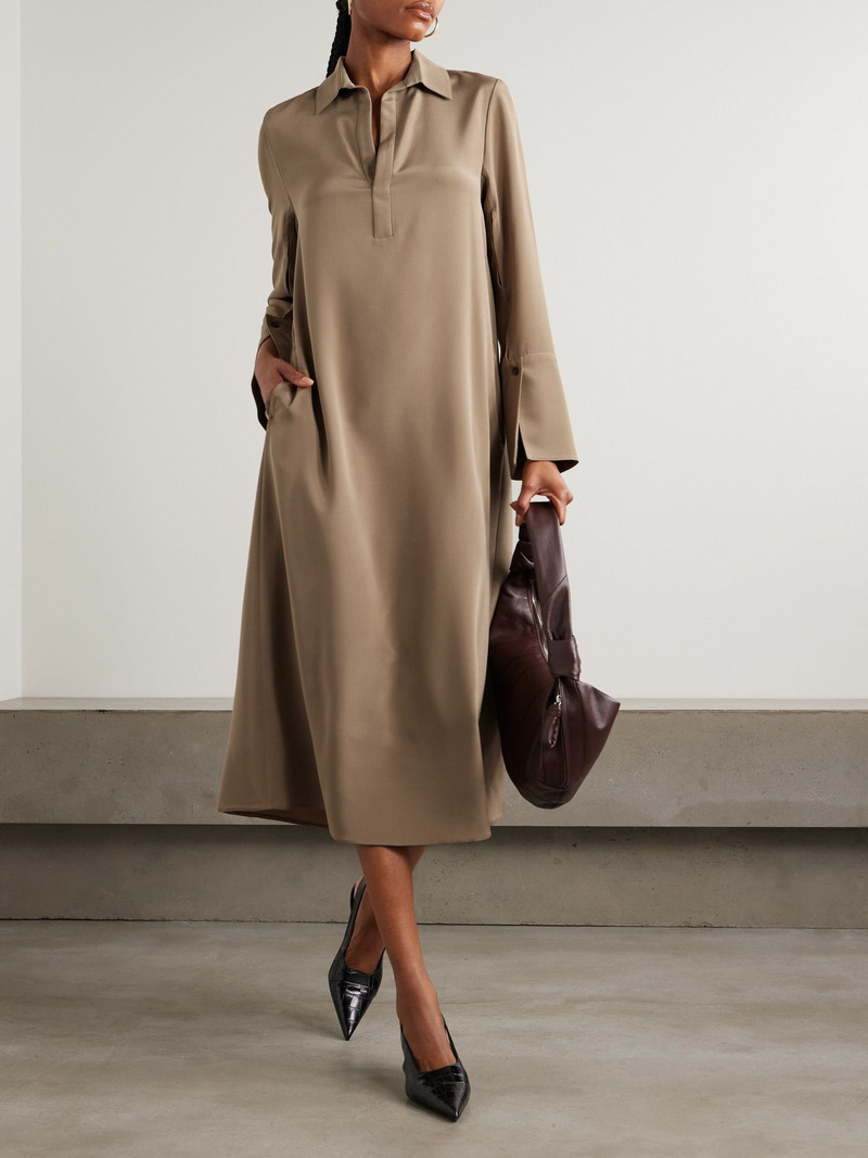 Max Mara Ossola silk-blend shirt dress Brown outlook