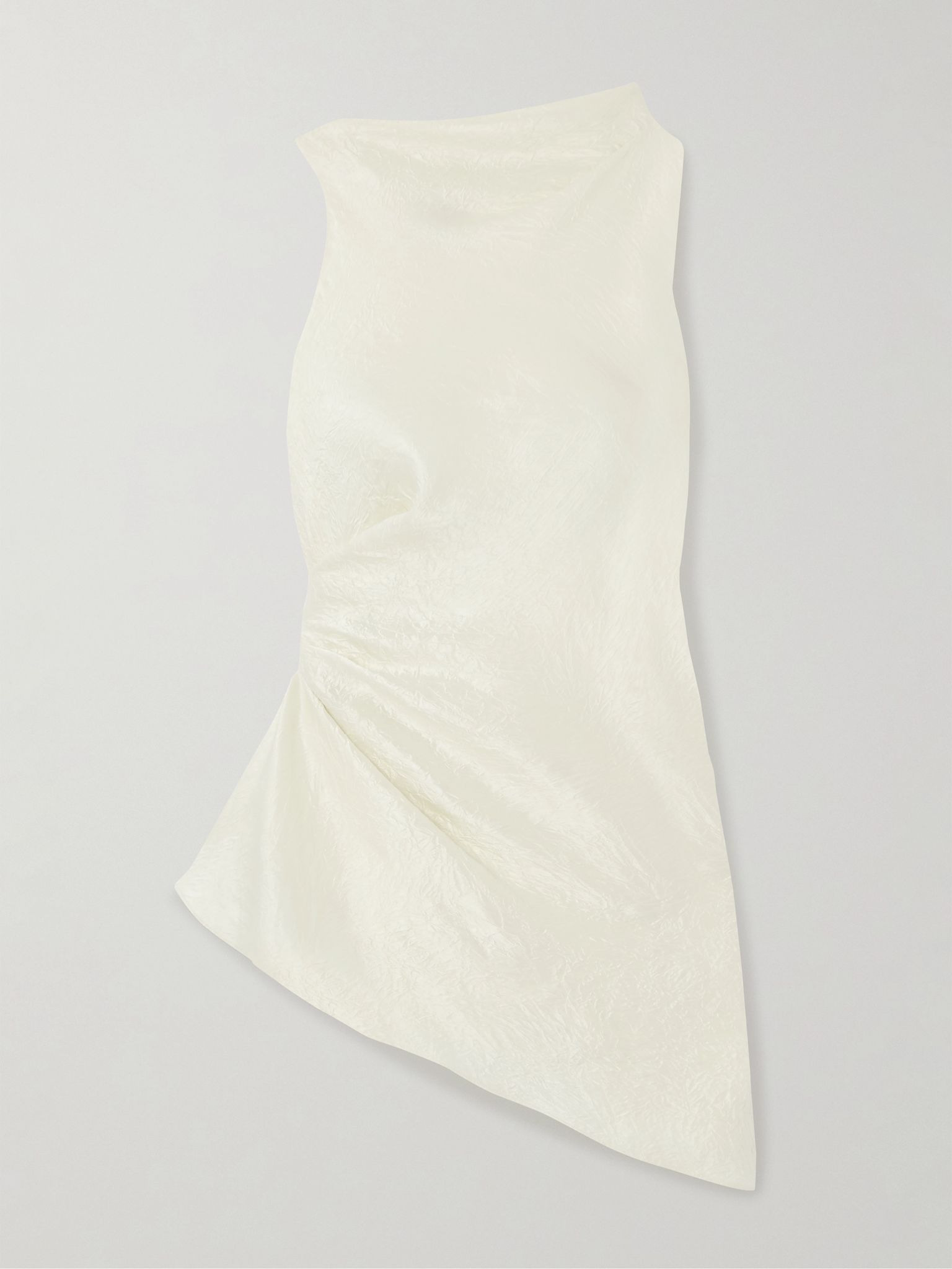 Asymmetric gathered crinkled-satin blouse White - 1