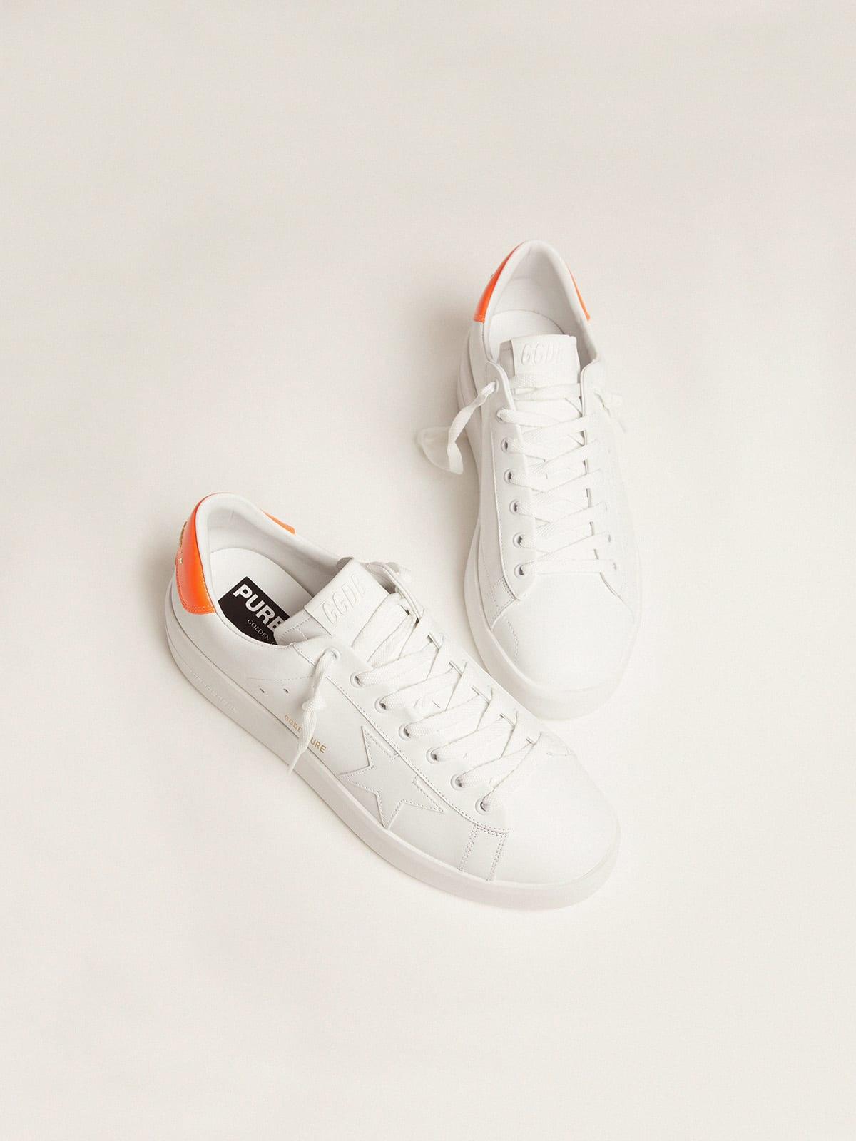 White Purestar sneakers with fluorescent orange heel tab - 2
