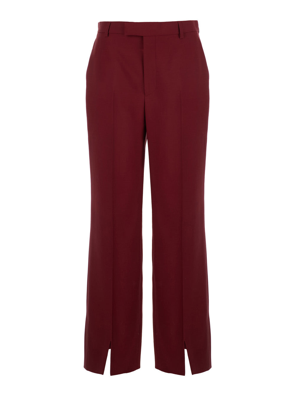 Gucci Women Bordeaux Tailored Pants With Slits On The Edges And Embroidered Lettering Logo On The Ba - 1