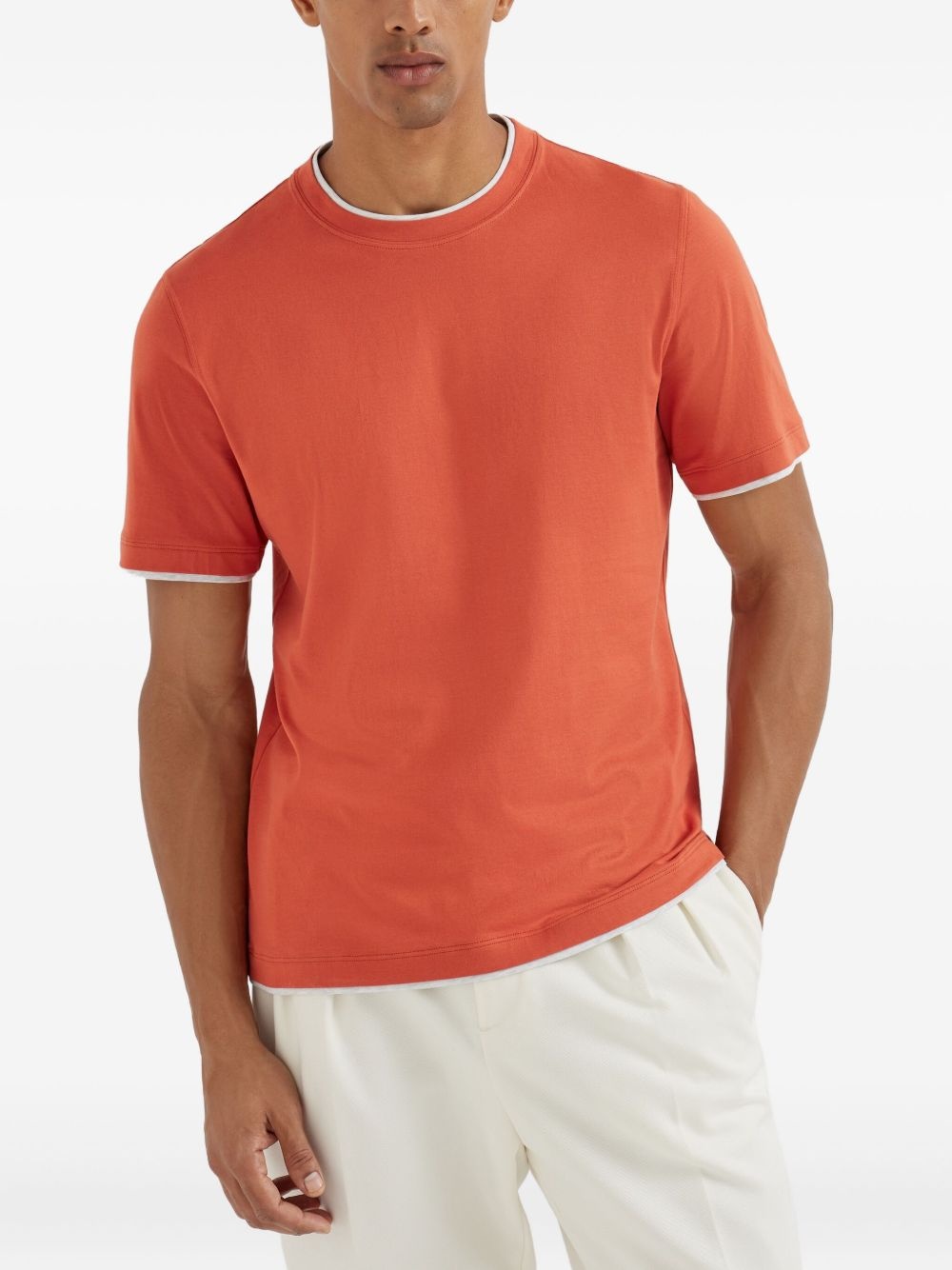 contrast-trim crew-neck t-shirt - 3