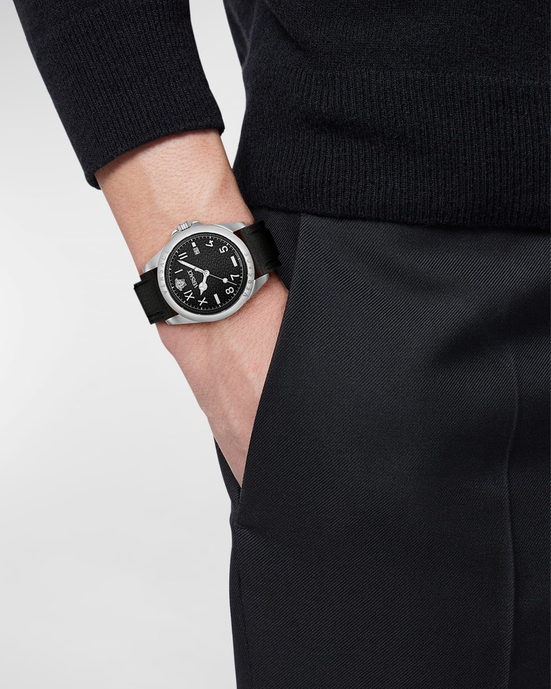 VERSACE Men's Anteo Stainless Steel Leather-Strap Watch, 41mm outlook