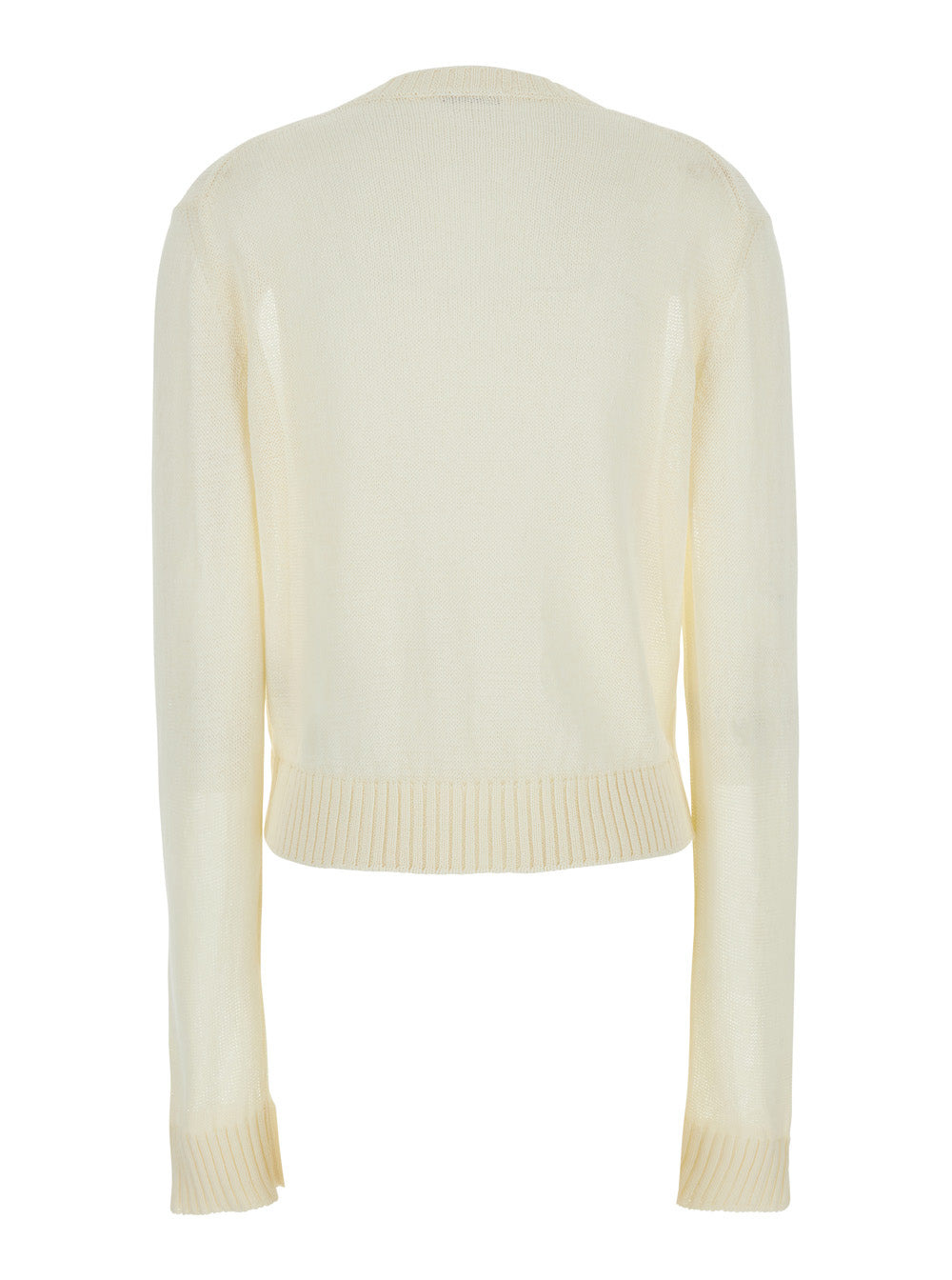 Jil Sander Women White Cropped Crewneck Sweater With Tonal Logo Embroidery In Cotton Woman - 2