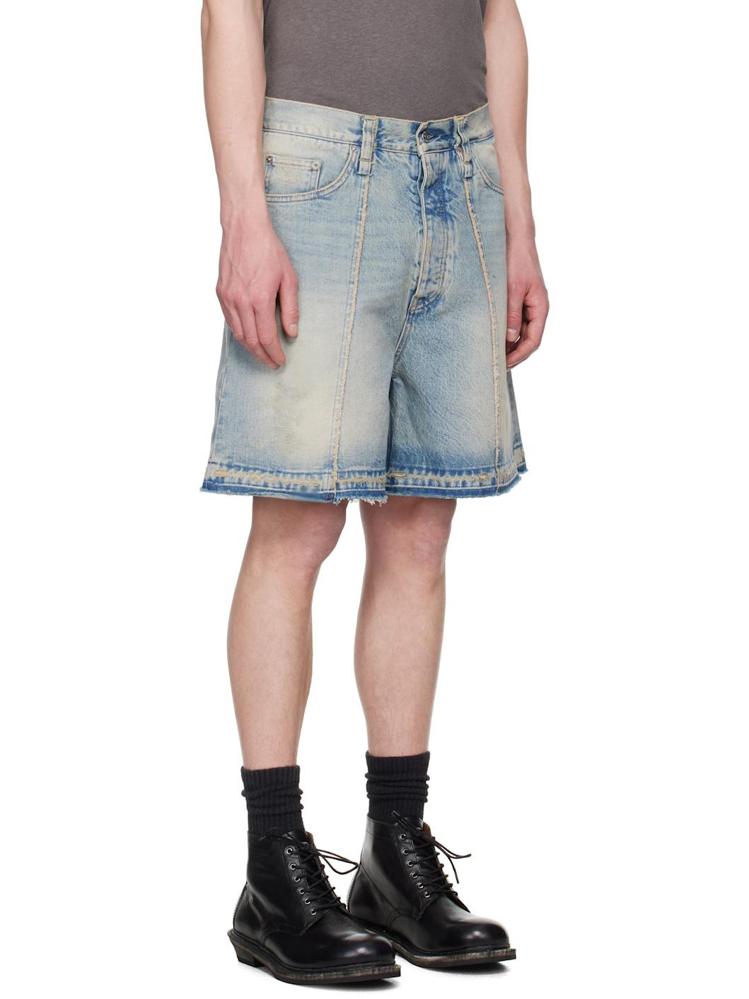 Blue Wide-Leg Skid Denim Shorts - 2