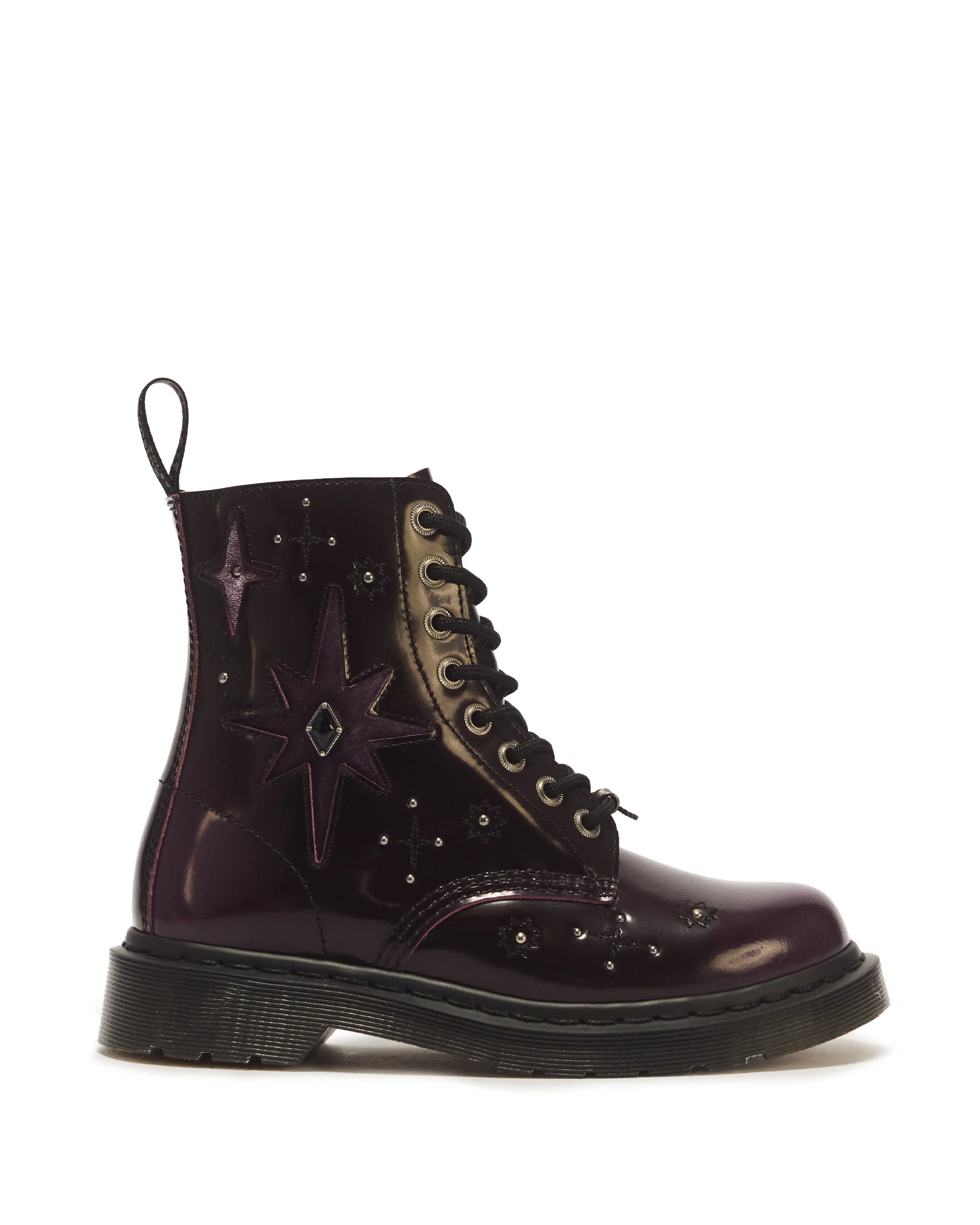 1460 Pascal Whimsy Goth Leather & Velvet Lace Up Boots - 1