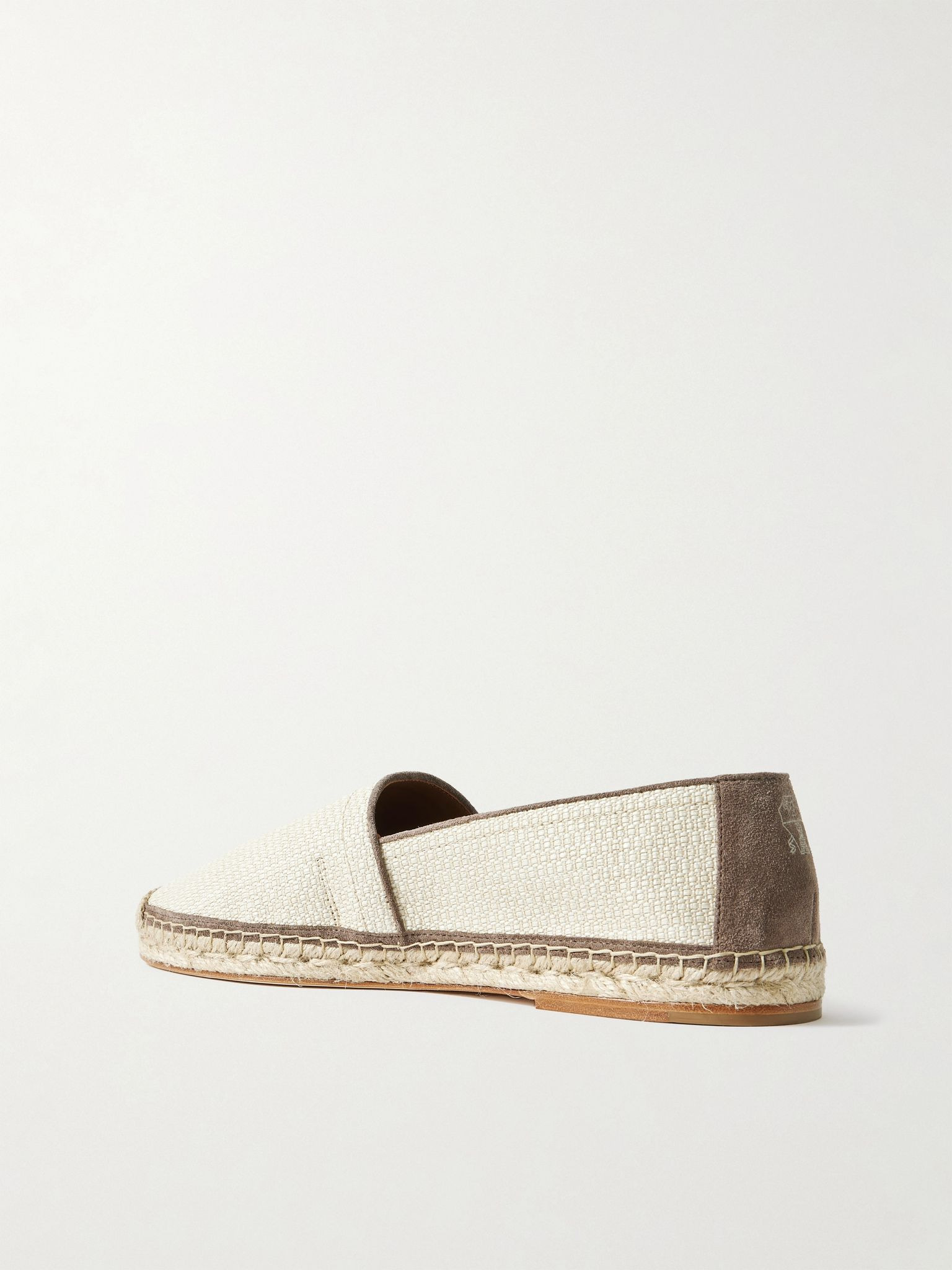 Suede-Trimmed Raffia Espadrilles Neutral - 4