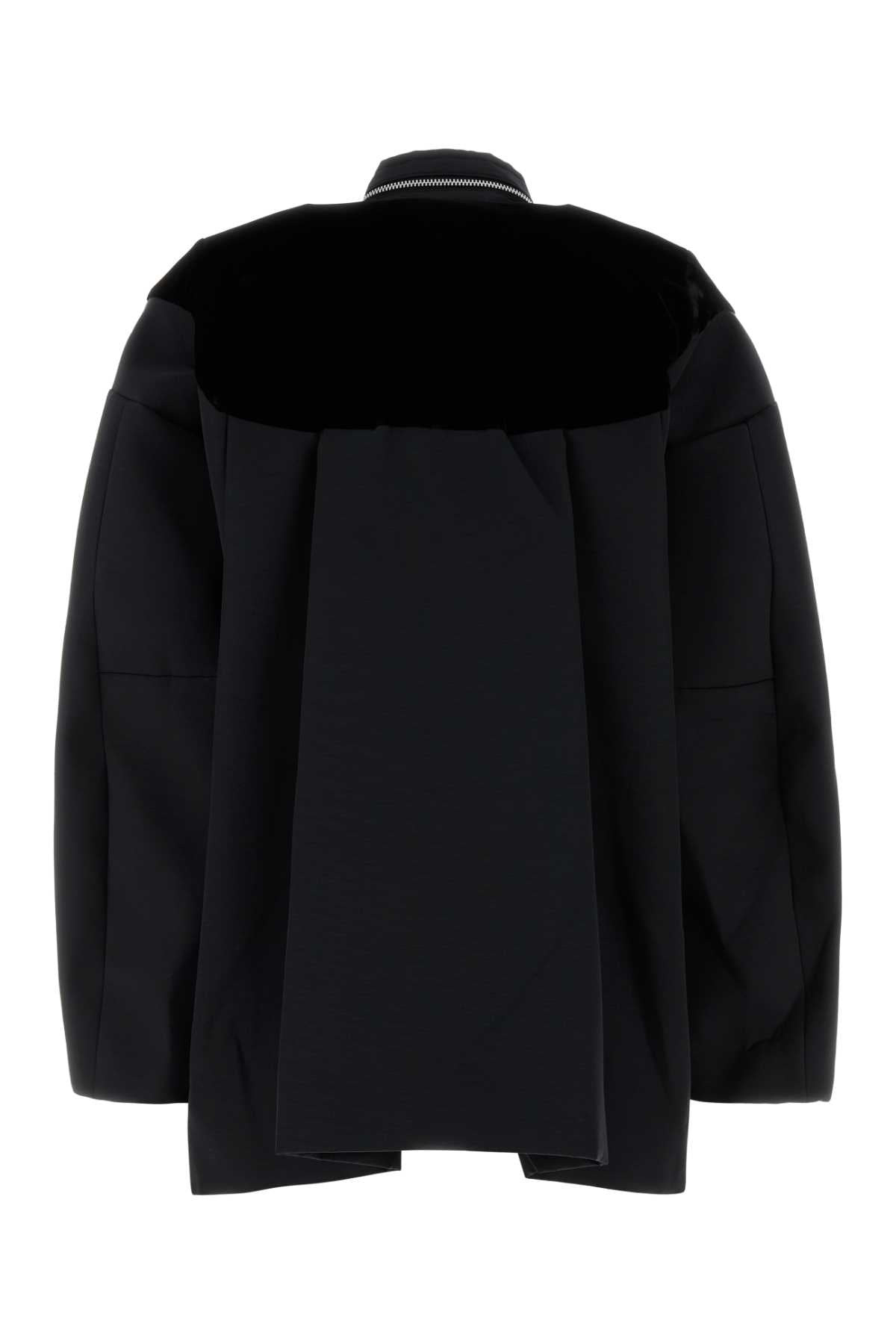 Sacai Women Black Grosgrain Oversize Jacket - 2