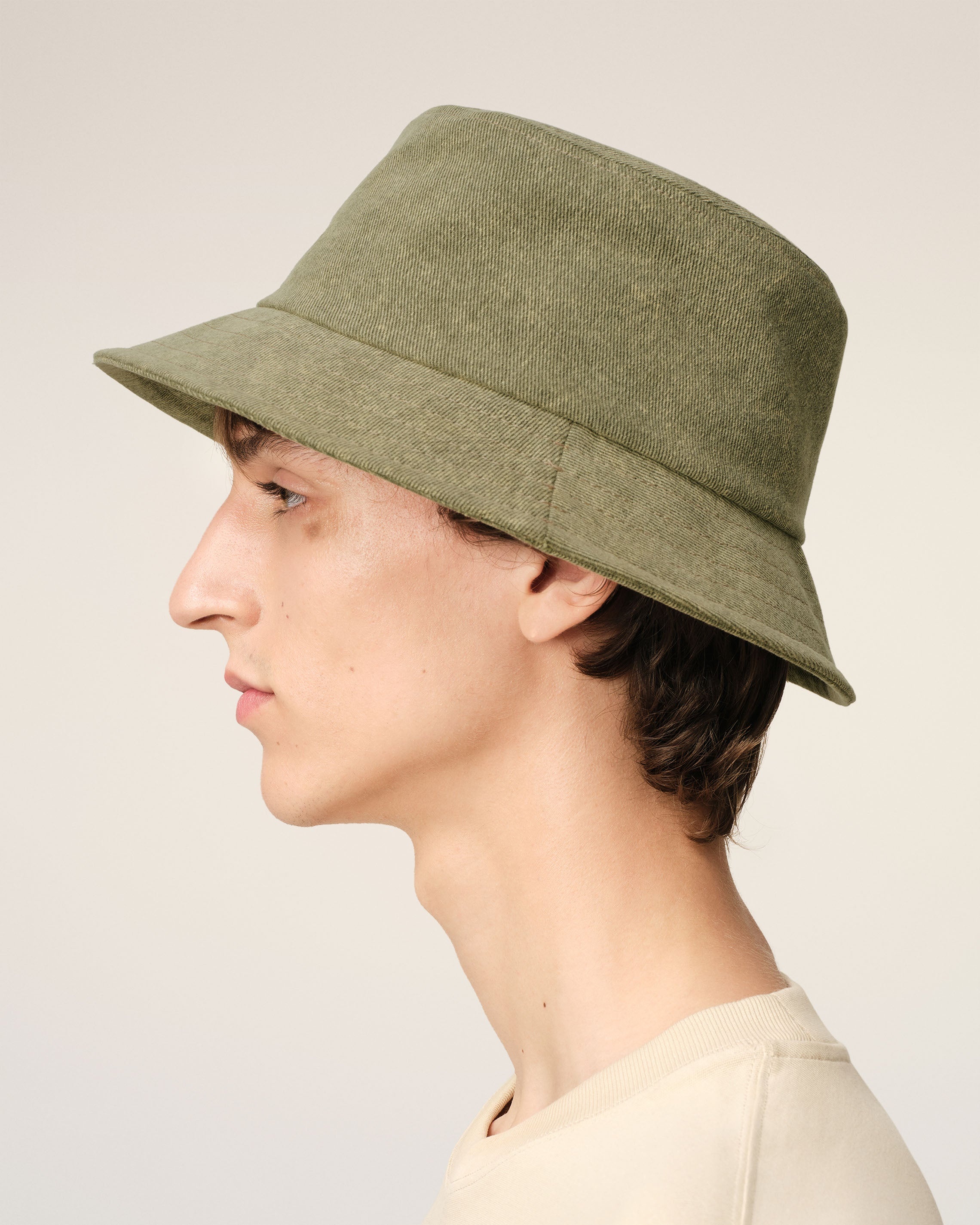 GREEN COTTON AMI DE COEUR EMBROIDERY BUCKET HAT - 5