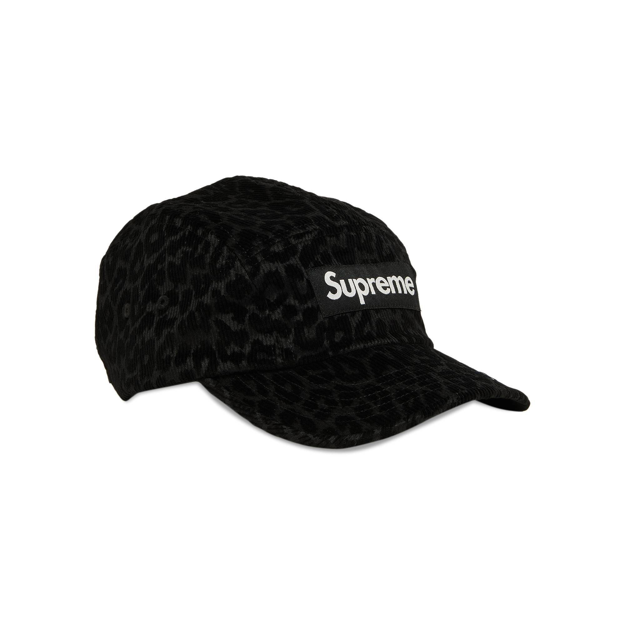 Supreme Leopard Corduroy Camp Cap 'Black' - 2