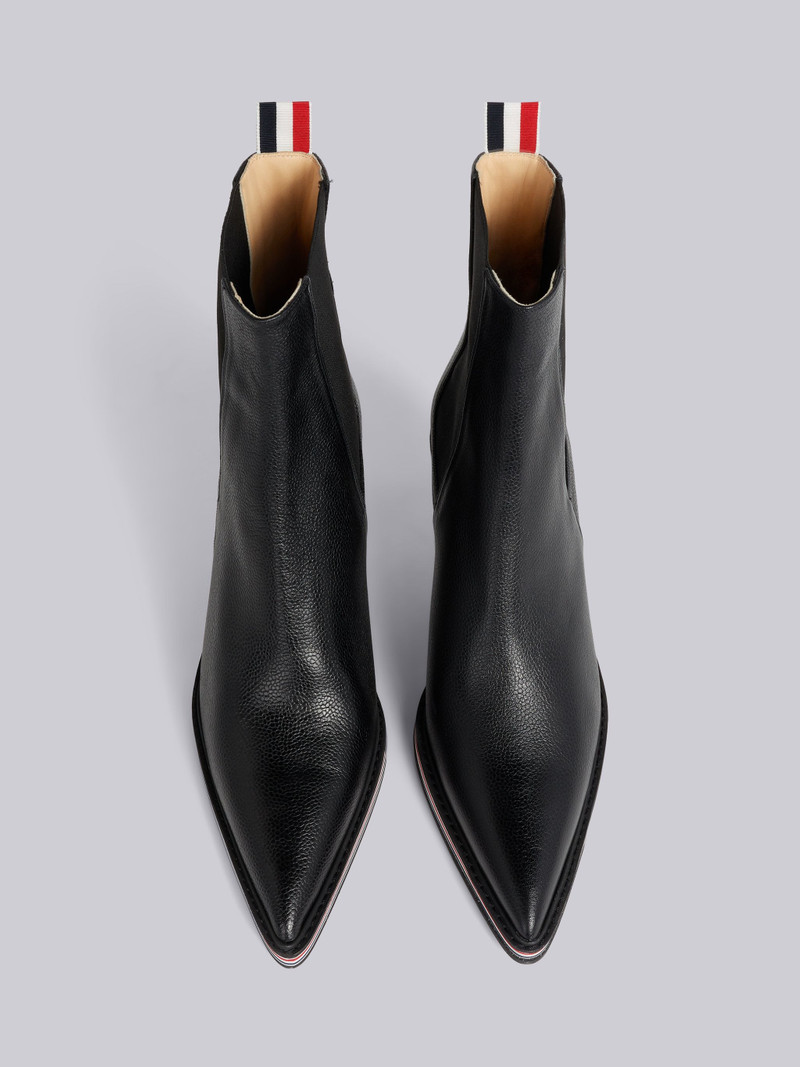 Black Pebble Grain Leather 75mm Curved Heel Stripe Micro Sole Classic Chelsea Boot 4