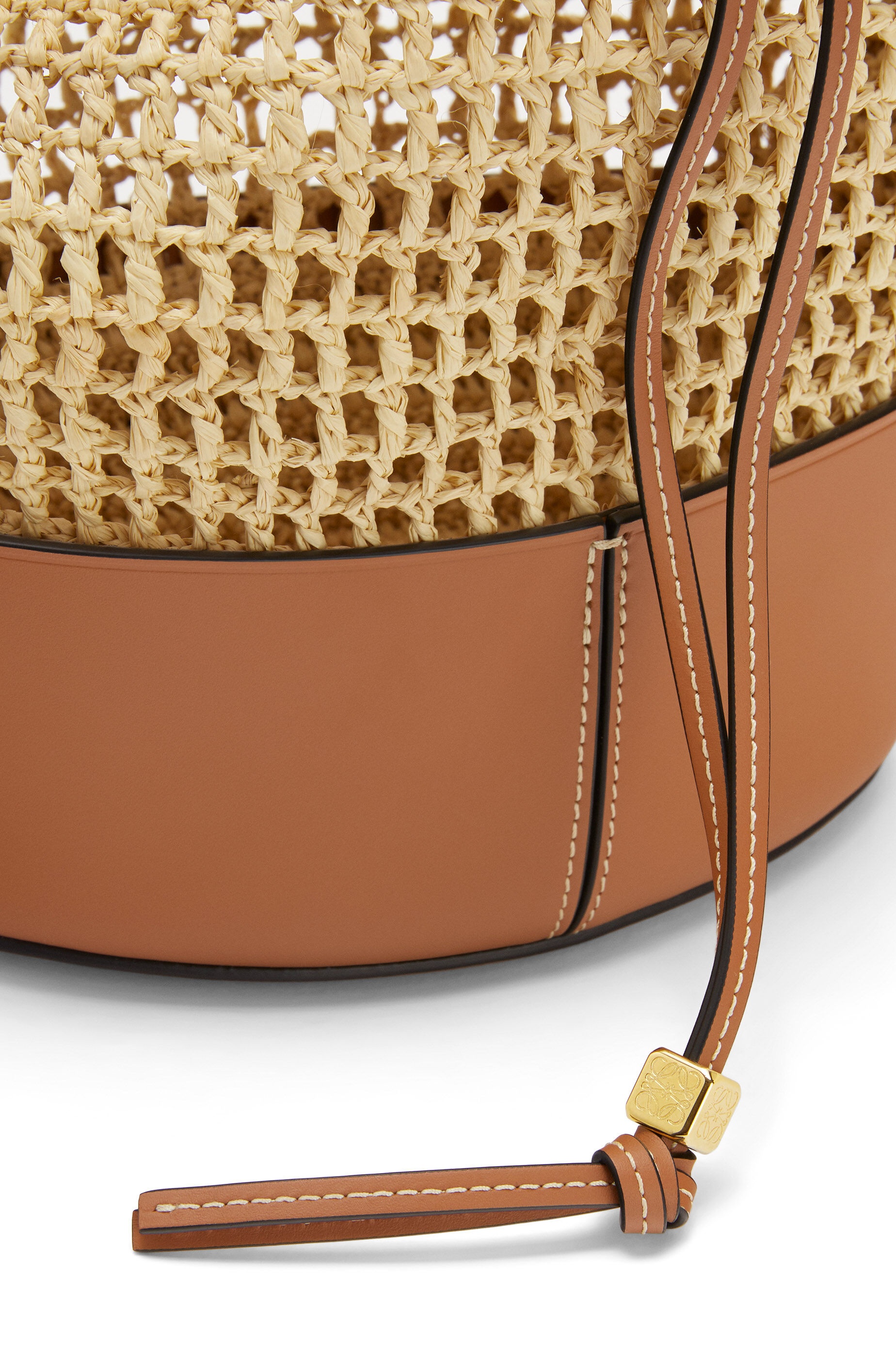 Balloon bag in raffia and calfskin - 7