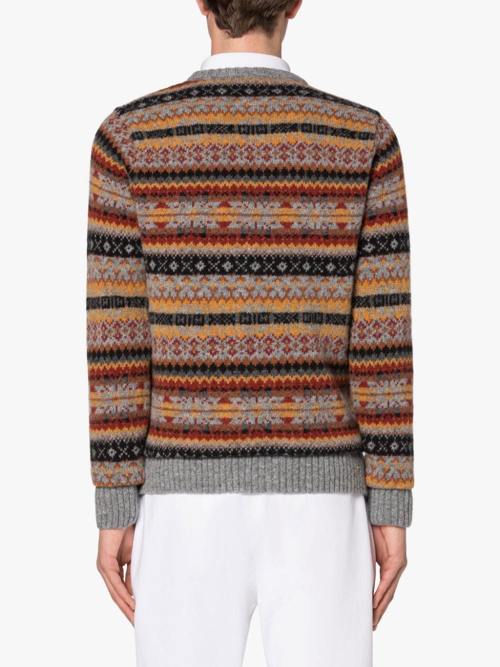 IMPULSE MEDIUM GREY WOOL FAIR ISLE CREWNECK SWEATER - 4