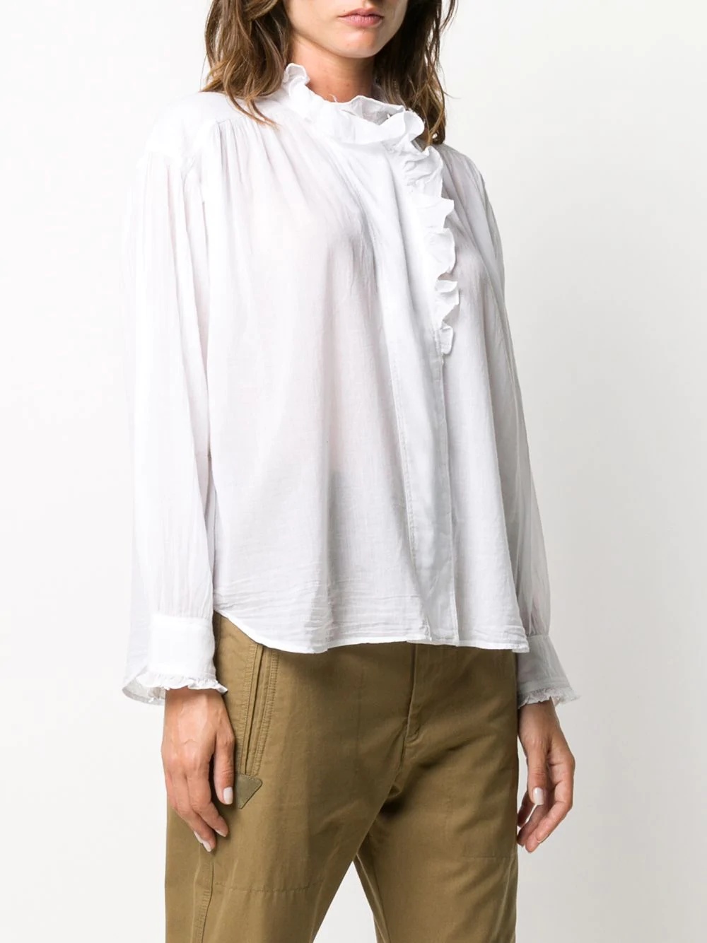 ruffled-collar cotton blouse - 3