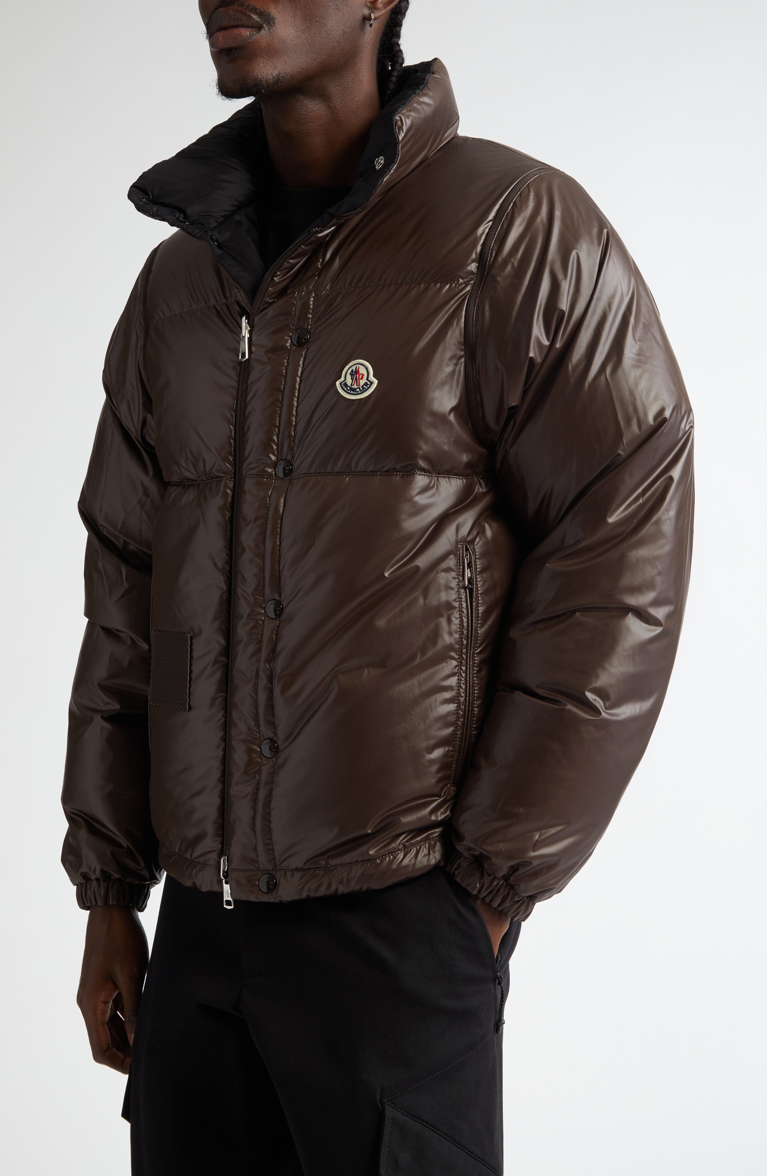 Moncler Verone Convertible Down Puffer Jacket in Black at Nordstrom - 3