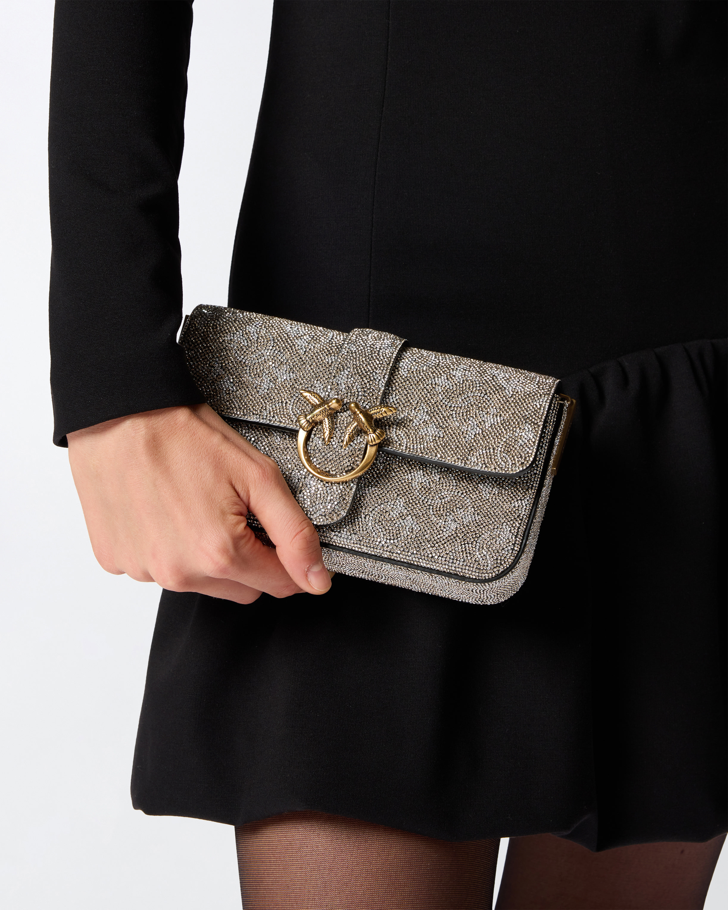 BABY SHOULDER BAG WITH RHINESTONE MONOGRAM - 6
