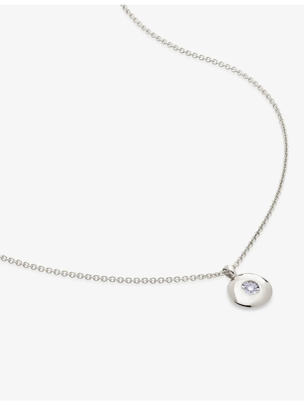 April Birthstone Sterling-Silver And 0.015ct Lab-Grown Diamond Pendant Necklace - 1