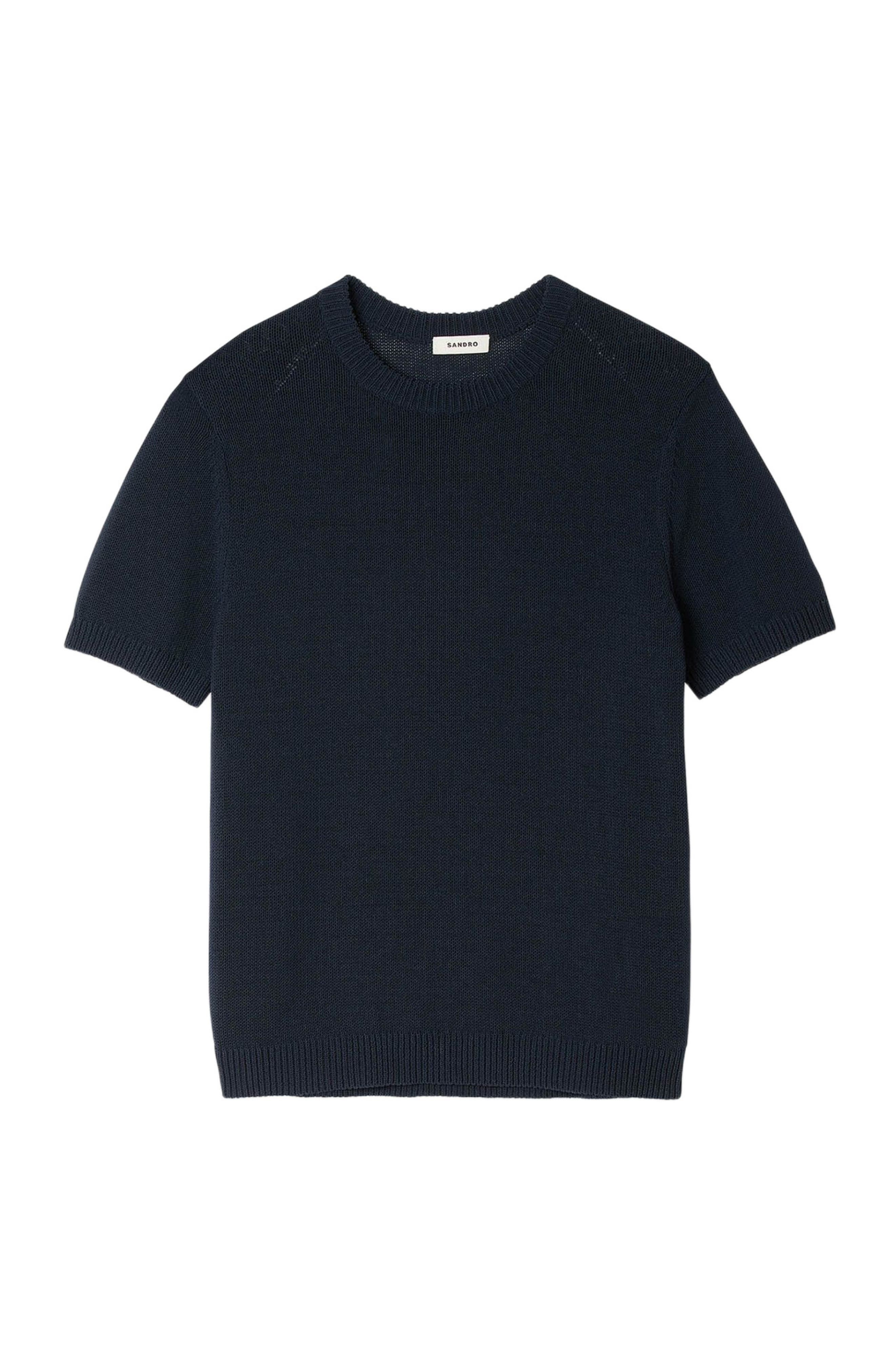 SANDRO Fine knit T-shirt in Navy Blue at Nordstrom - 5