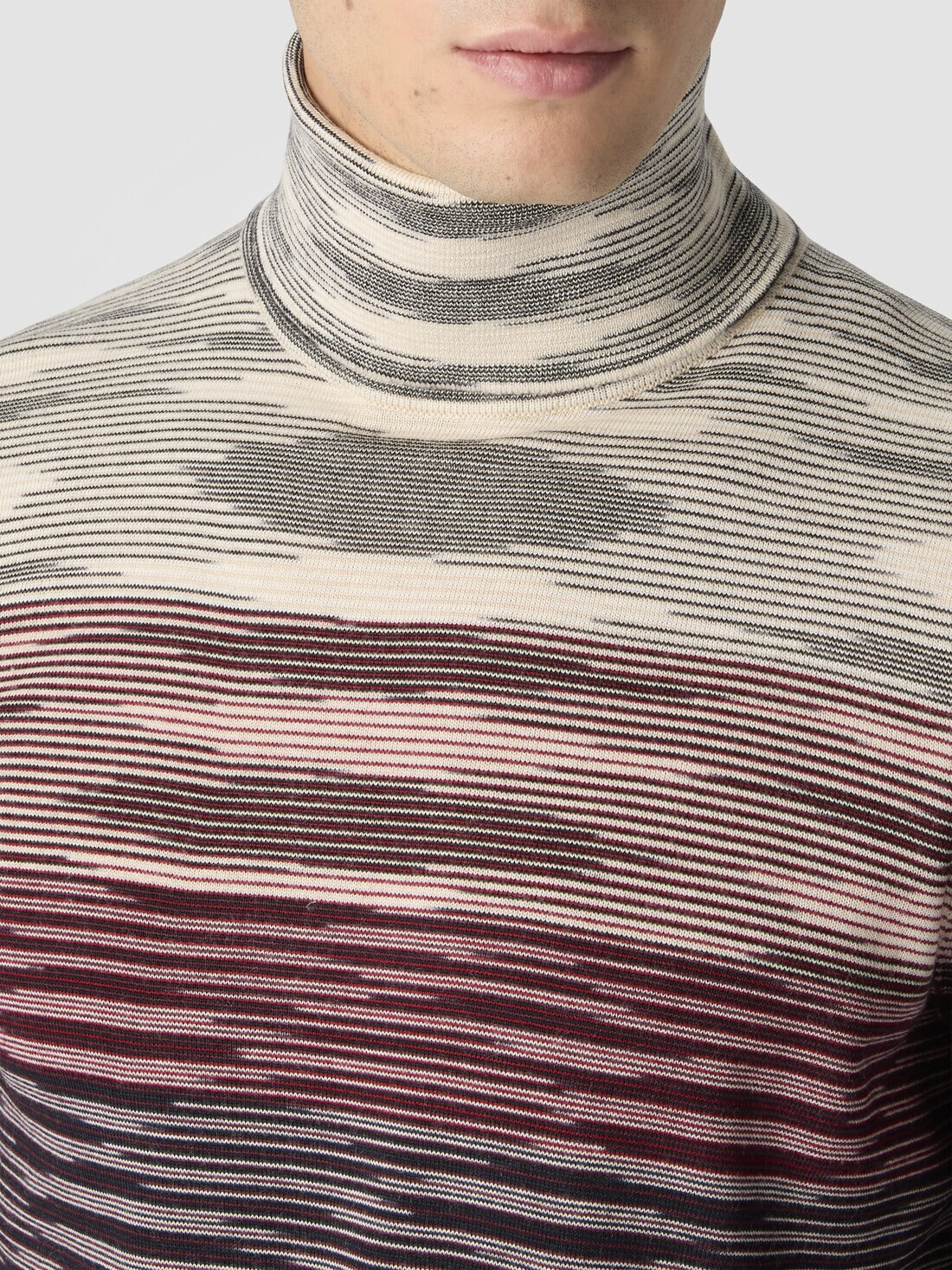 High-Neck Sweater in All-Over Flame Wool - 5
