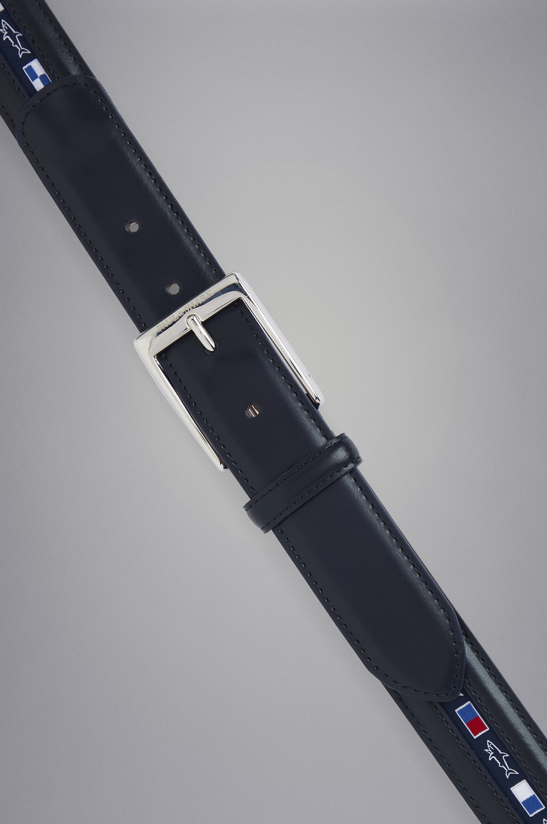LEATHER BELT WITH NAUTICAL FLAGS RIBBON - 2