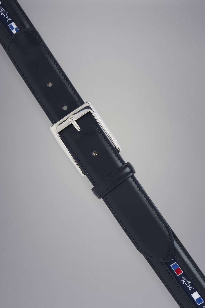 Paul & Shark LEATHER BELT WITH NAUTICAL FLAGS RIBBON outlook