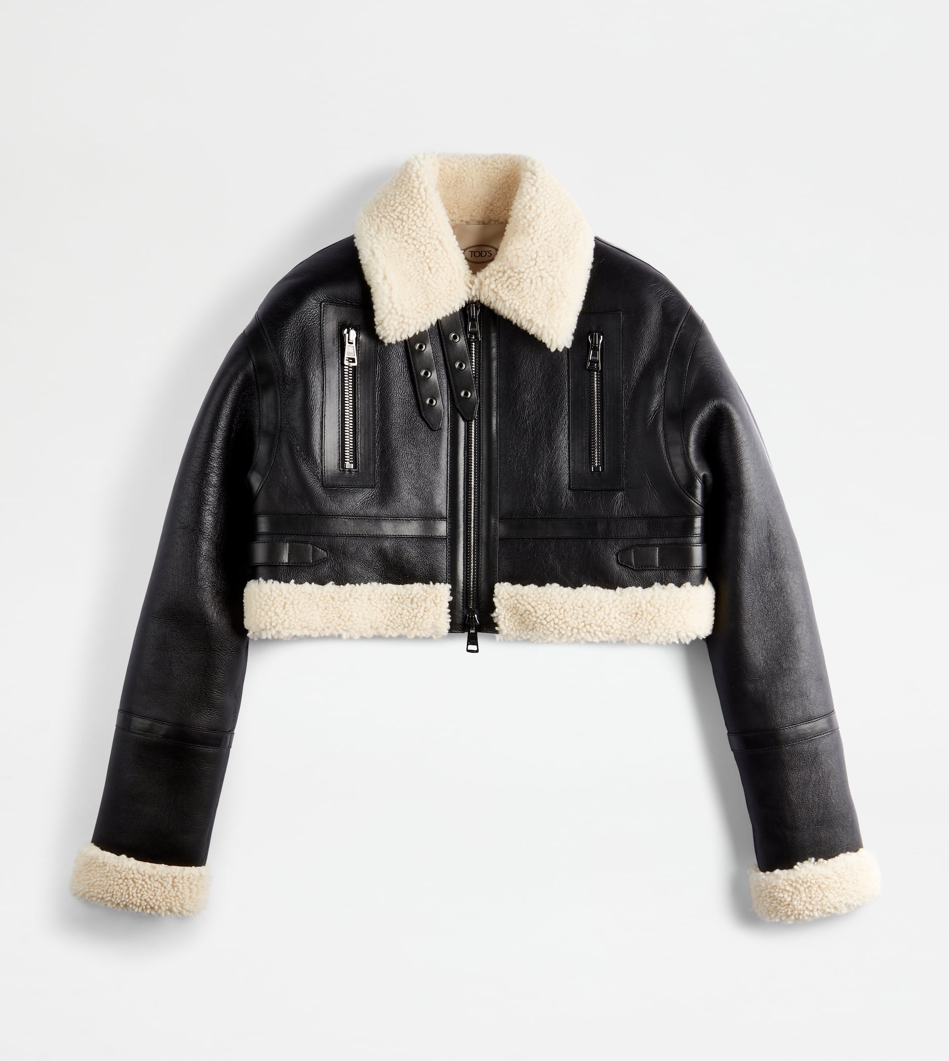 AVIATOR JACKET IN SHEEPSKIN - BEIGE, BLACK - 1