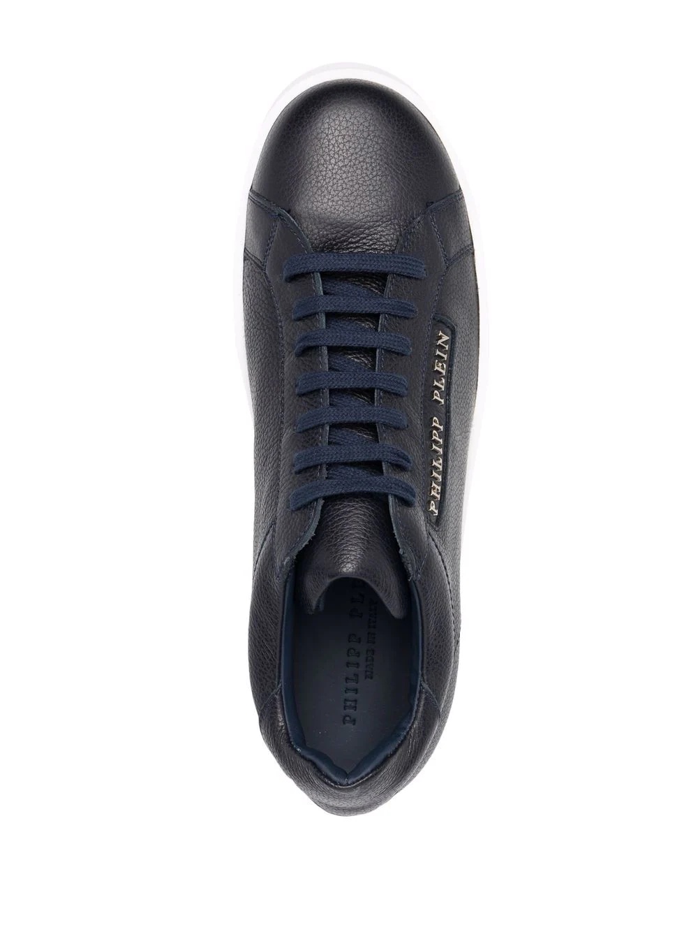 logo-print leather trainers - 4