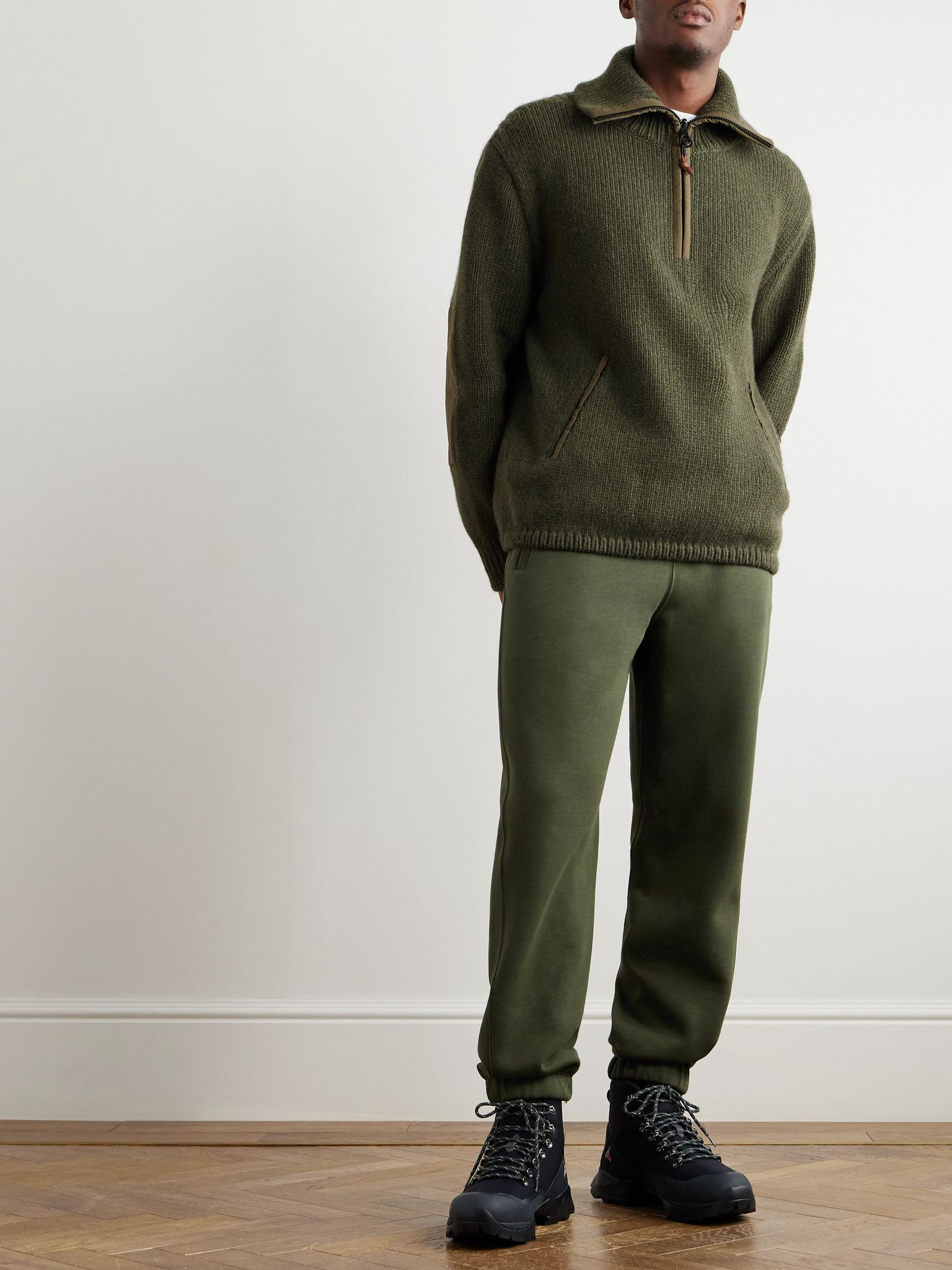 Alpe di Mera Ripstop-Trimmed Cashmere Half-Zip Sweater Army green - 2