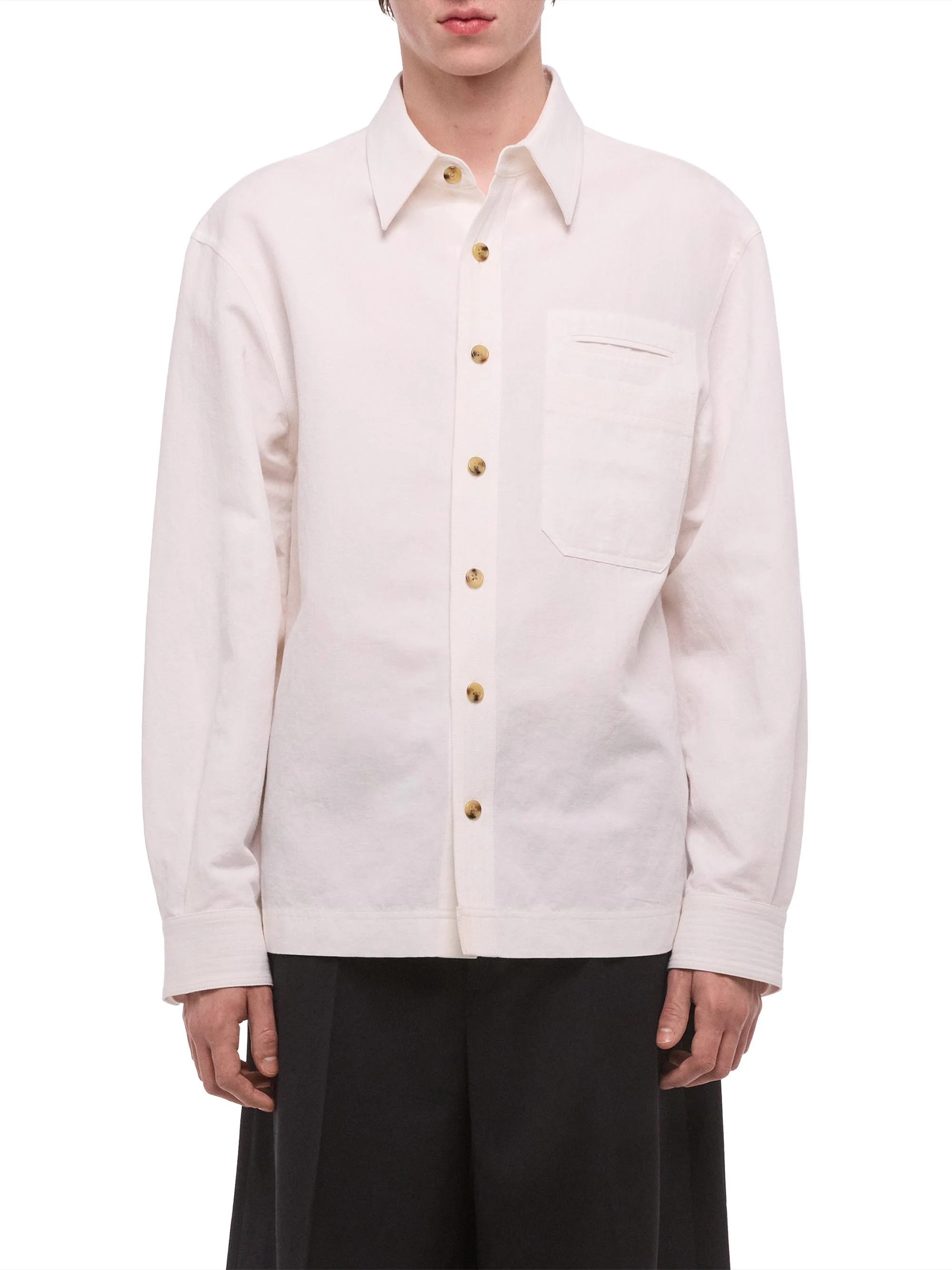 Men's Sailor Cotton Overshirt - White - 1