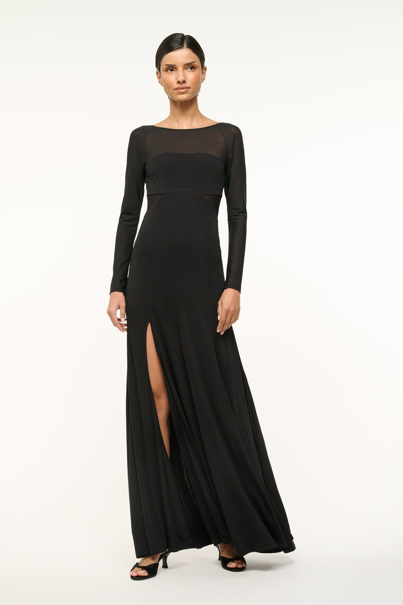 green emerald velvet dress STAUD, Joy Maxi Dress in Black, Size 12 main image 0