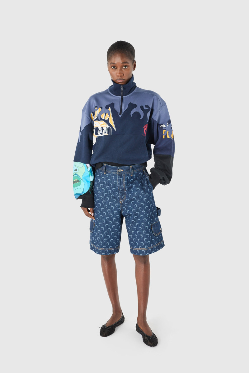 Marine Serre Midnight blue denim bermuda with pockets outlook