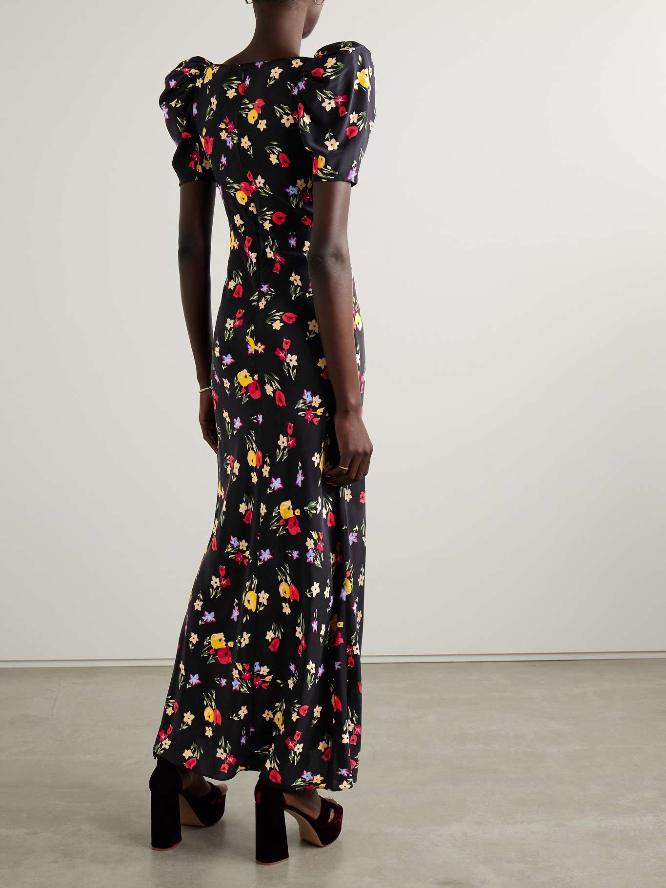 Lace-trimmed floral-print silk crepe de chine maxi dress - 3