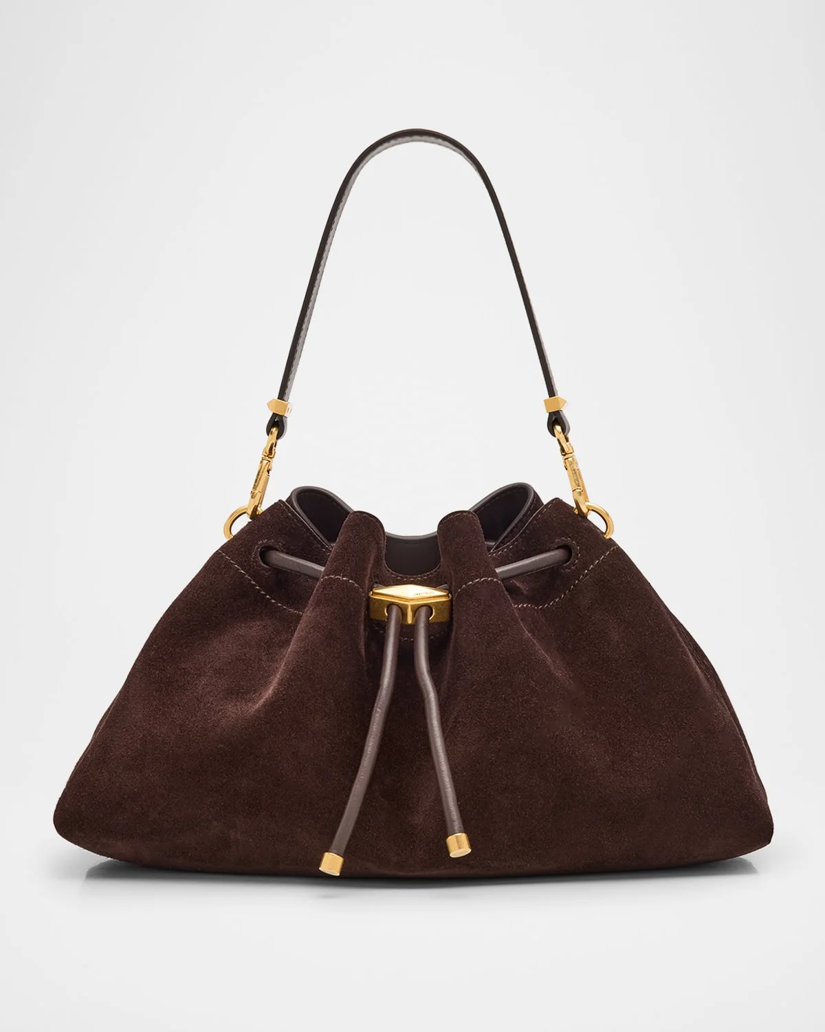 Bon Bon Ruched Suede Bucket Shoulder Bag - 1