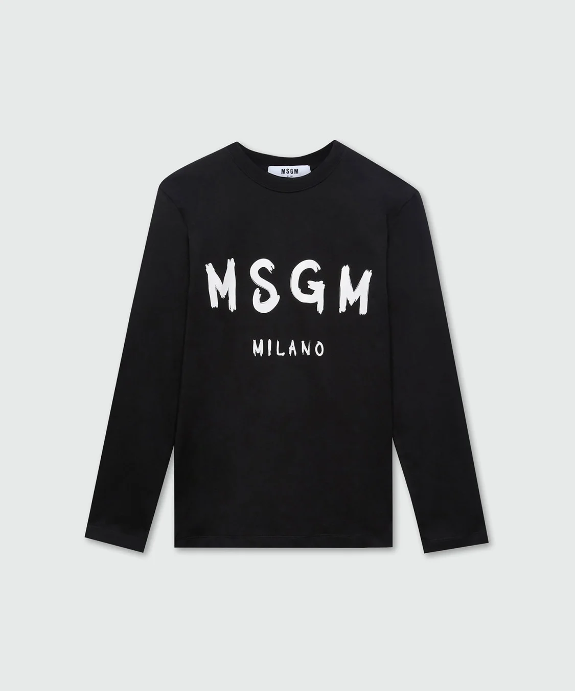 Black long sleeve T-shirt with brushstroke logo - 1