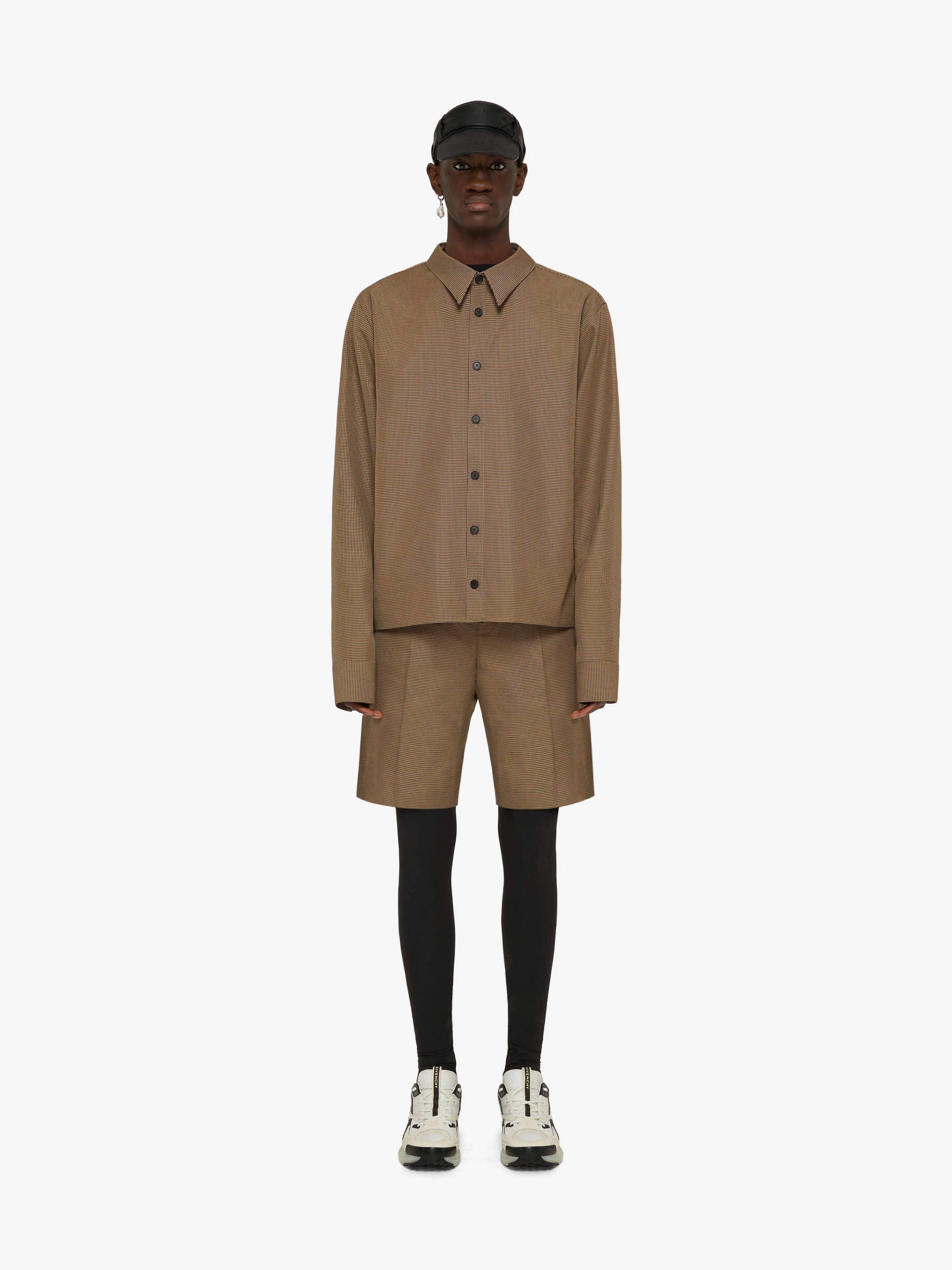 OVERSIZED SHIRT IN TECHNICAL FIBER WITH HOUNDSTOOTH PATTERN - 2
