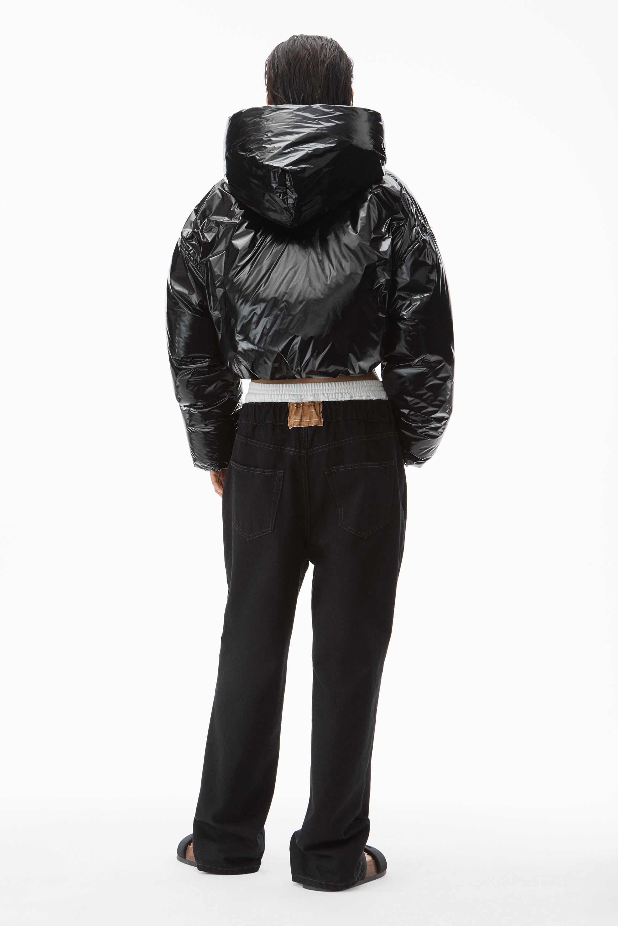 CROPPED DOWN PUFFER IN GLOSSY NYLON - 4