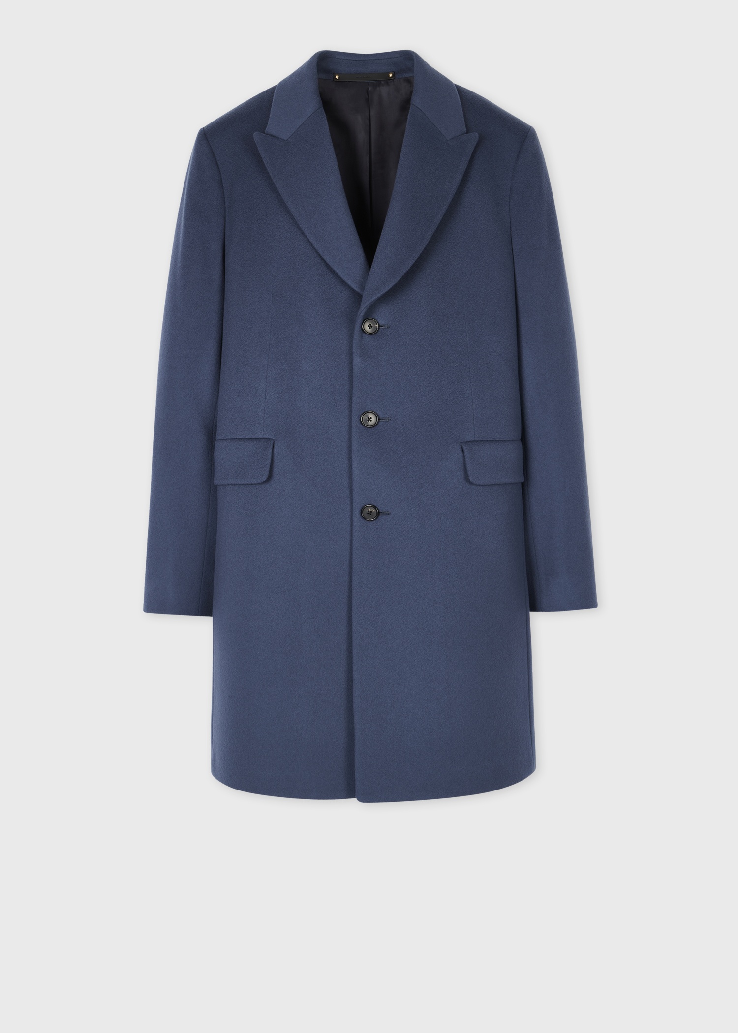 Blue Wool-Cashmere Epsom Coat - 1