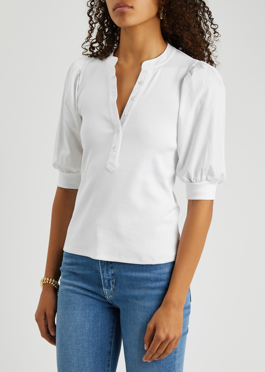 Coralee ribbed stretch-cotton top - 2