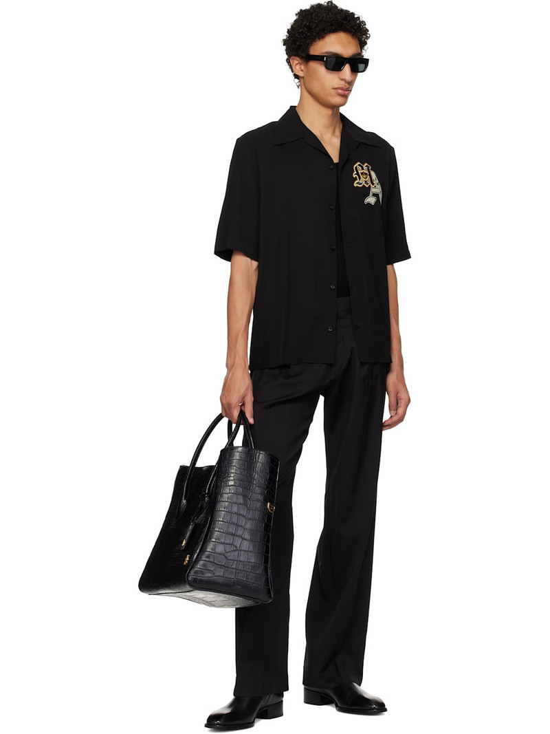 AMIRI Black Varsity Patch Camp Shirt outlook
