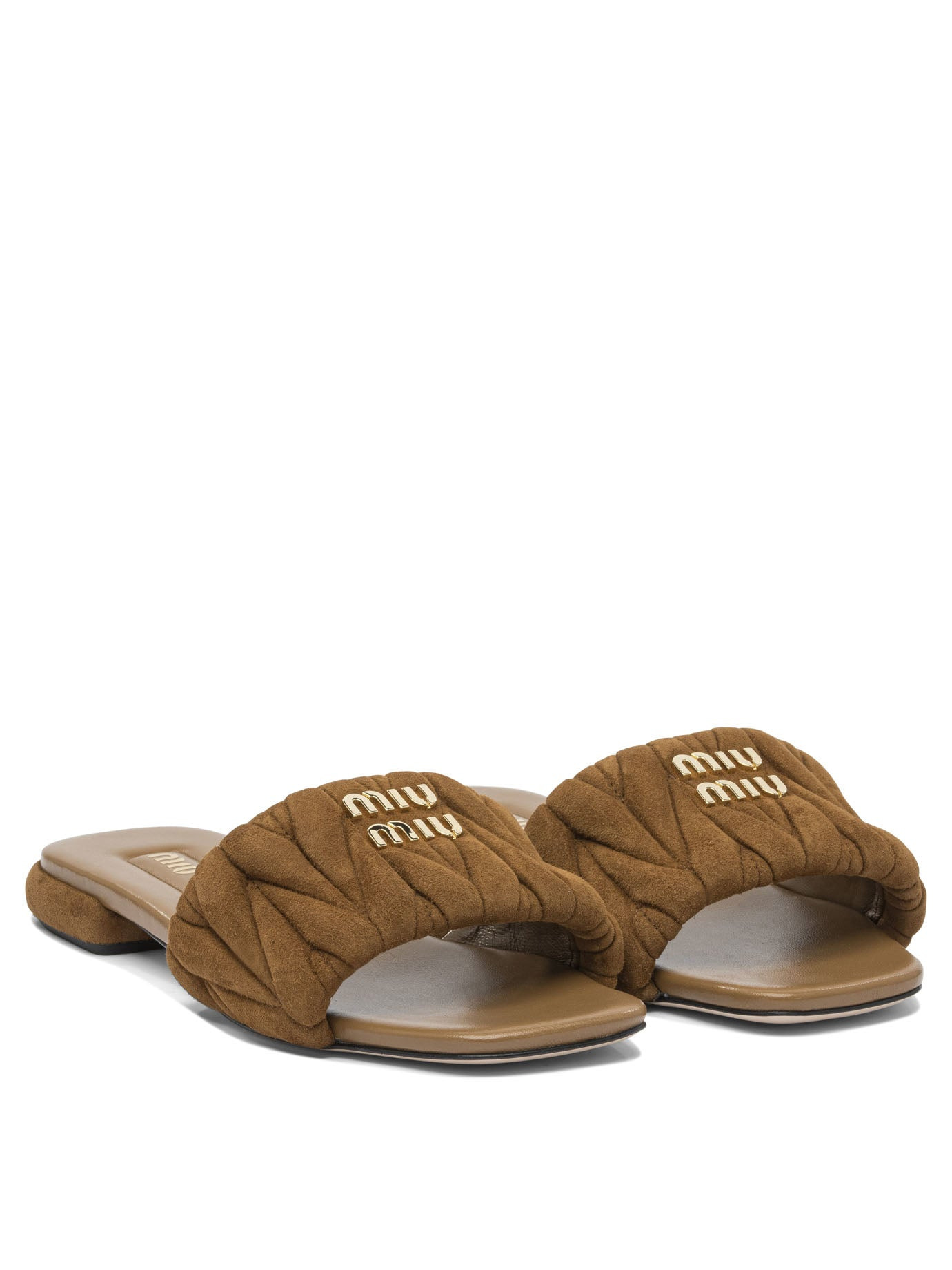 Miu Miu Matelassé Suede Sandals - 2