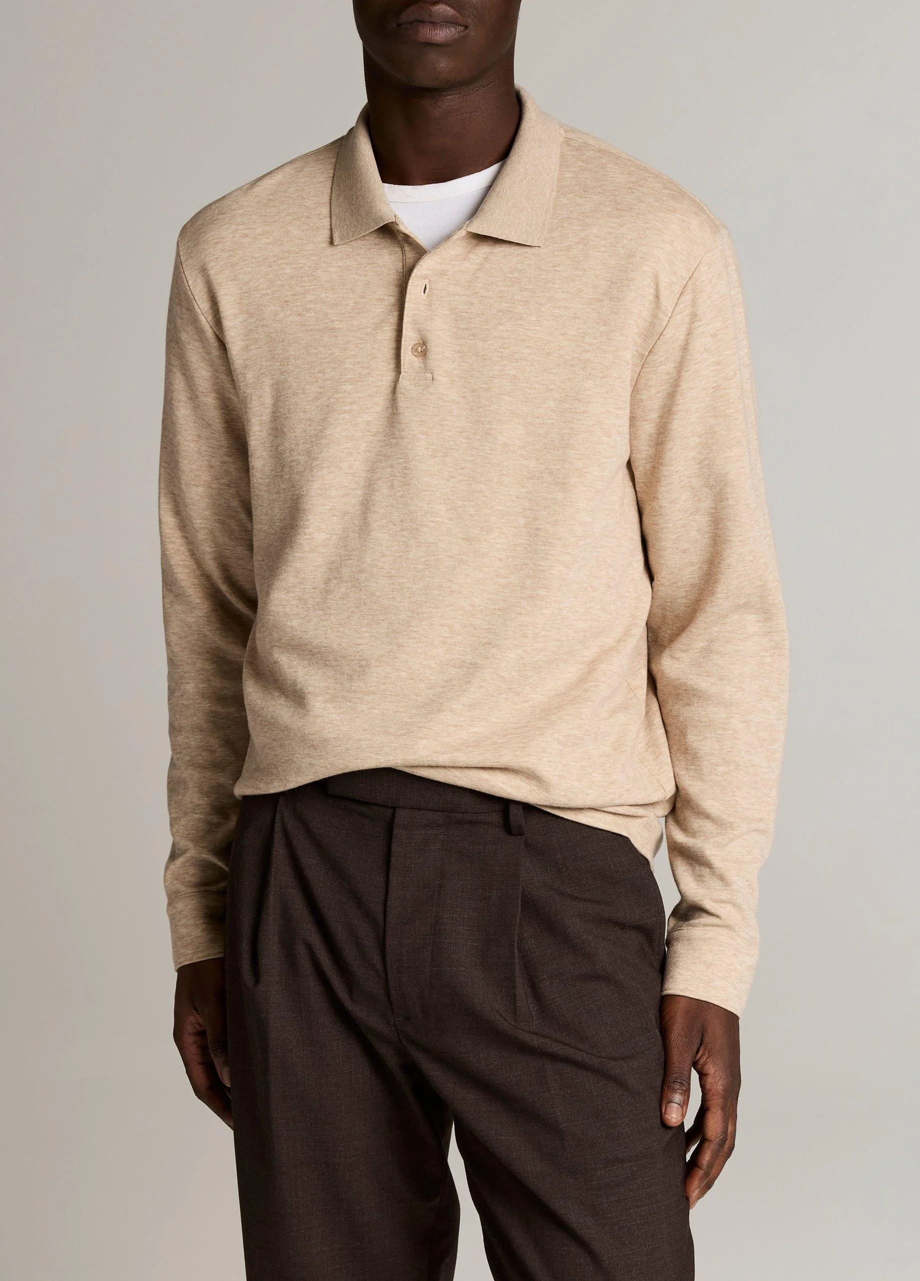 Heathered Double-Face Cotton-Blend Polo Shirt - 1