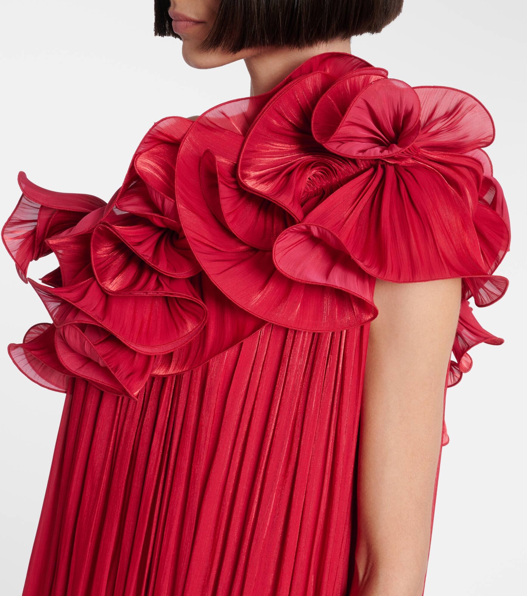 Charmain ruffled georgette lamé gown - 4