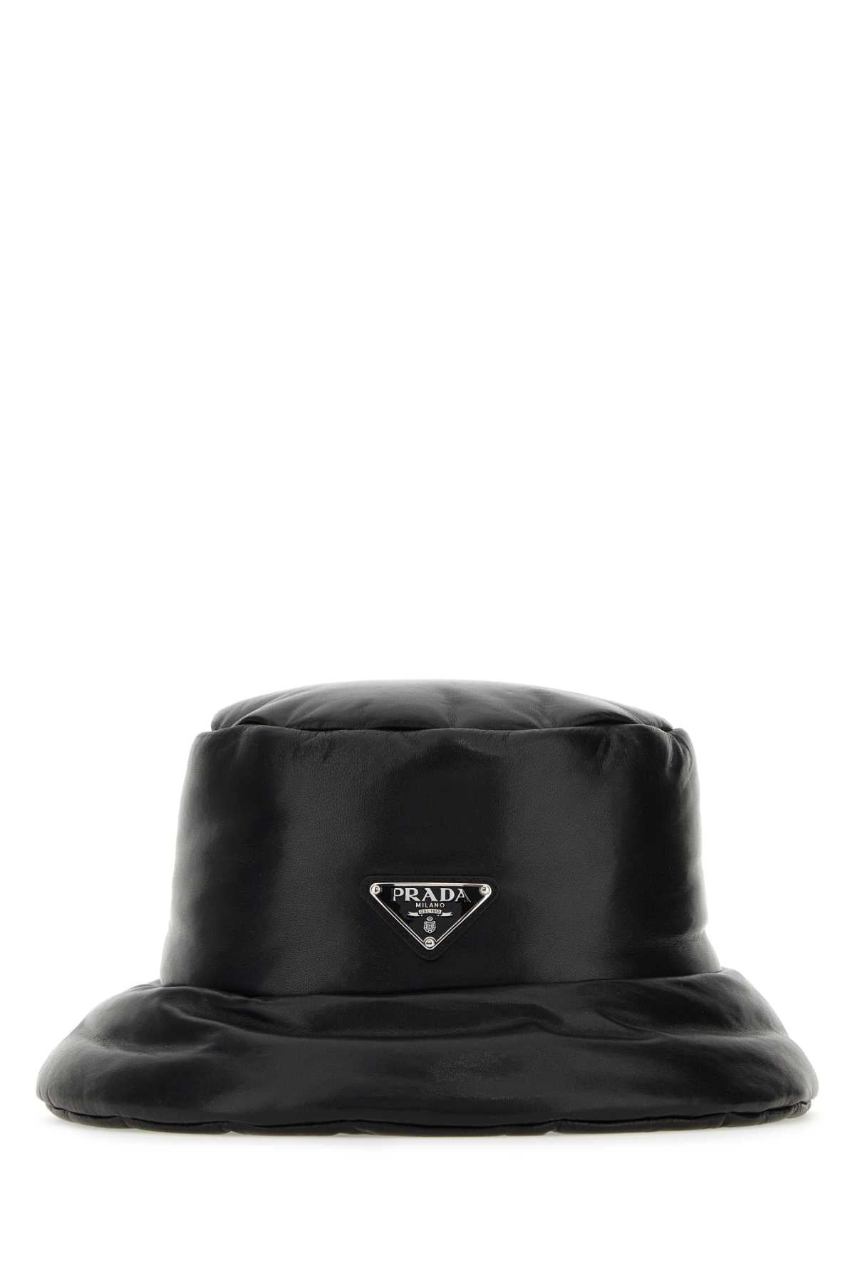 Prada Women Black Nappa Leather Padded Hat - 2