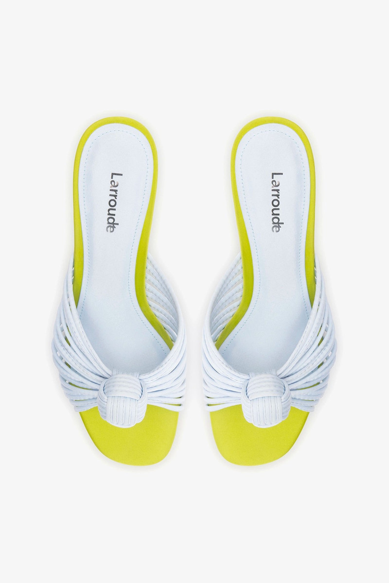 Valerie Mule Powder Blue and Green Satin 7