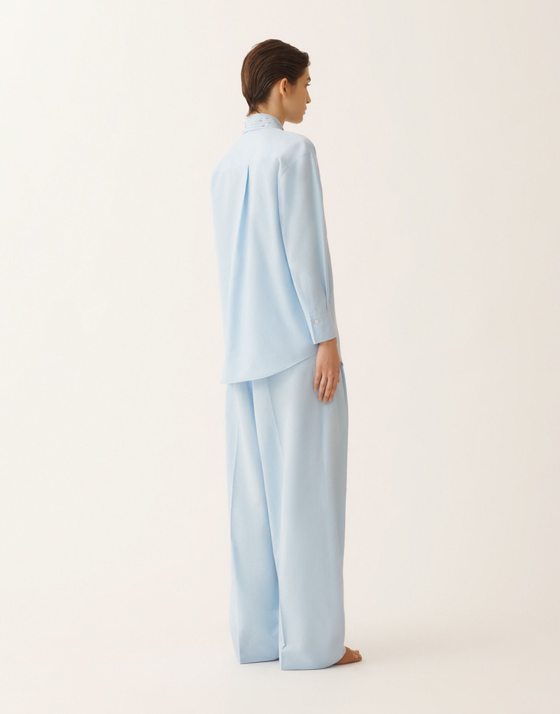 Long sky blue poplin shirt 4
