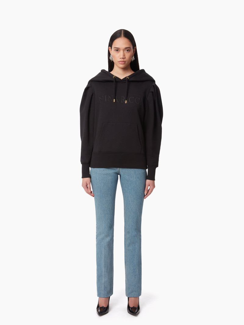 HOODIE WITH PLEATED SLEEVES 1