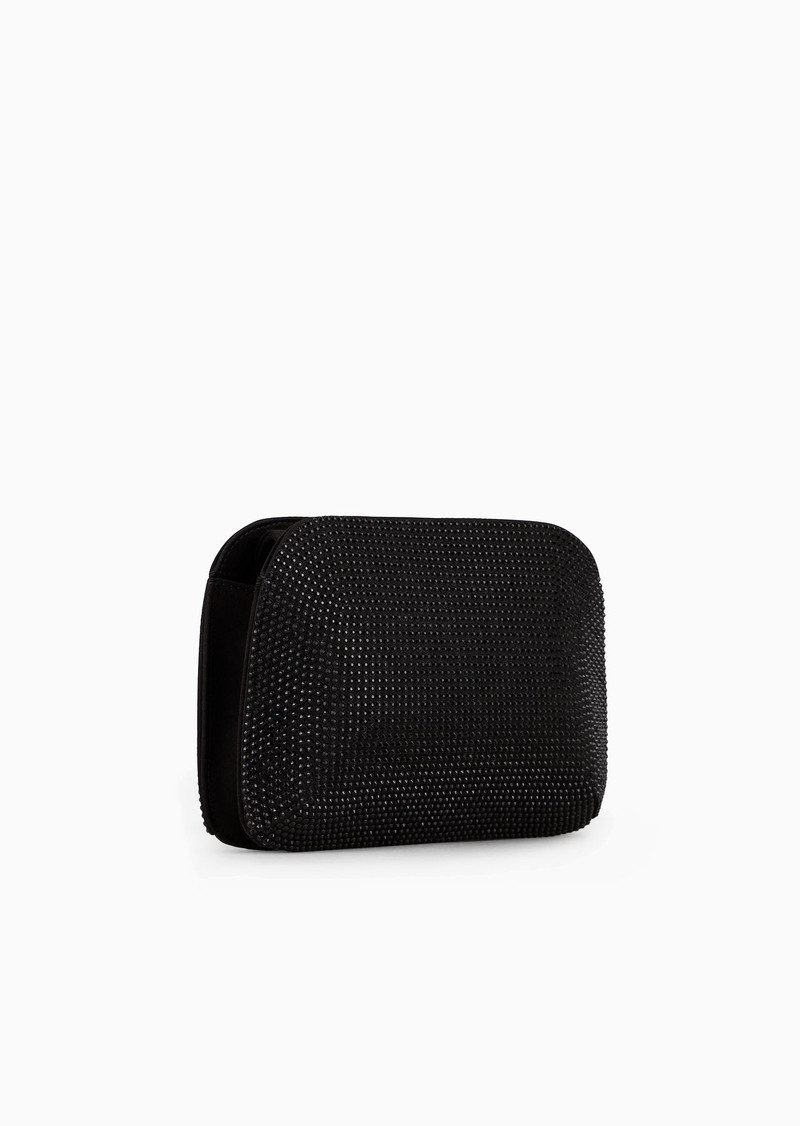 GIORGIO ARMANI La Prima satin and rhinestone clutch bag outlook