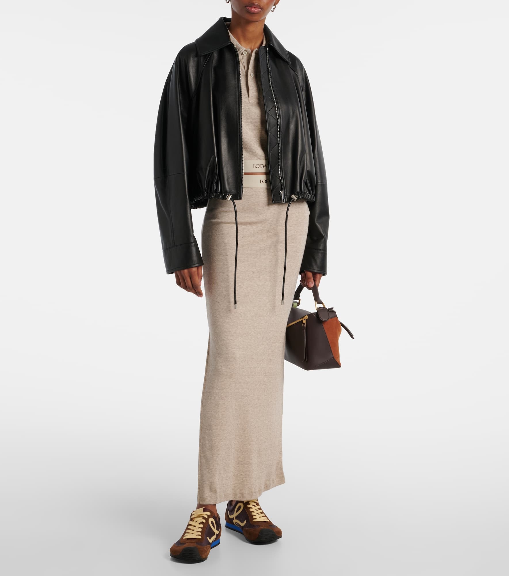 Logo cotton and wool maxi skirt - 2