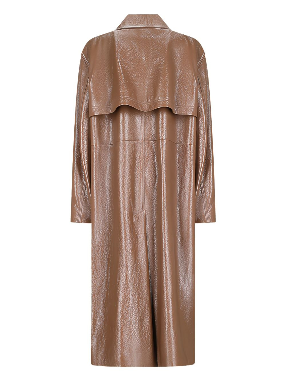 buttoned-up leather coat - 2